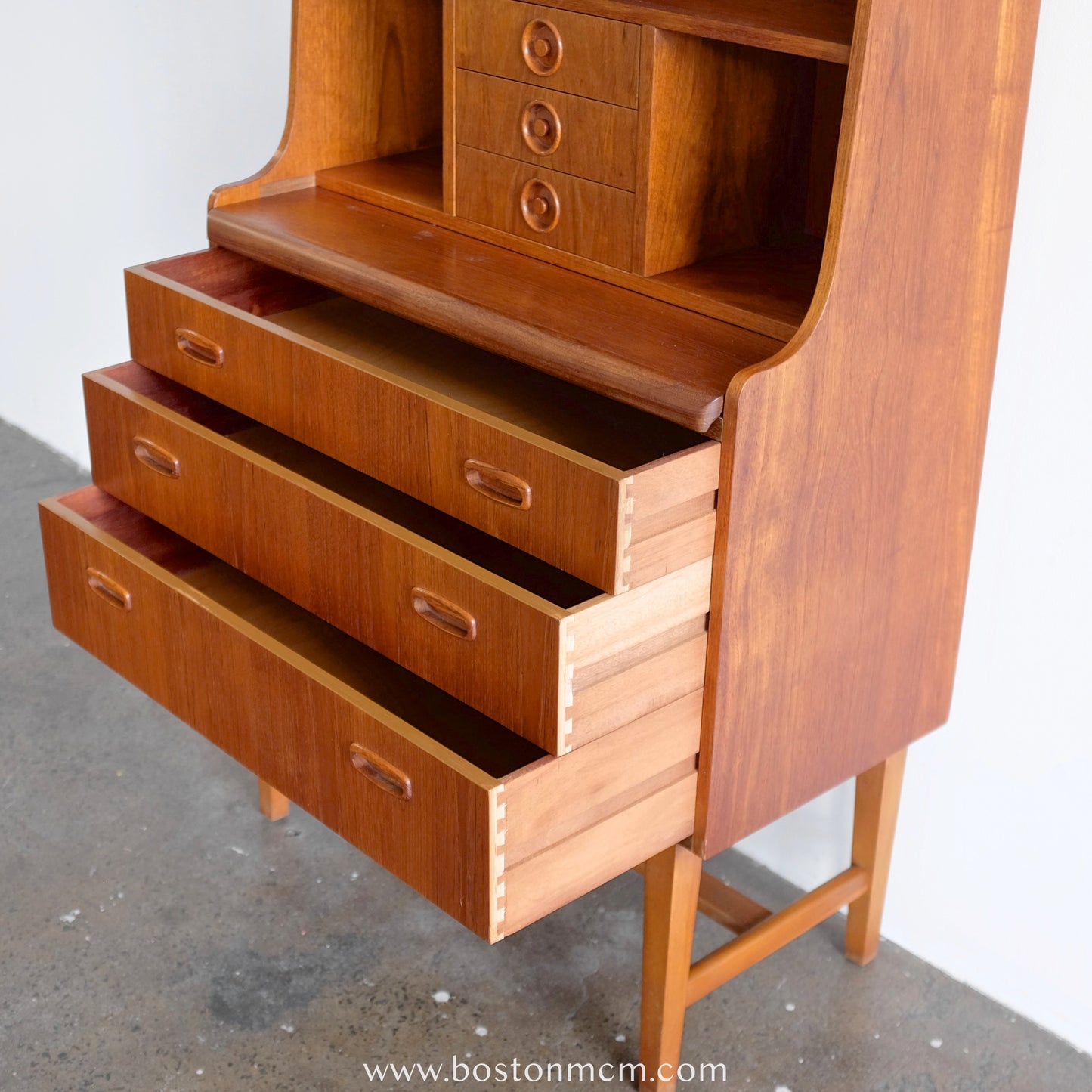 Danish Teak Secretary's Desk With Bookcase