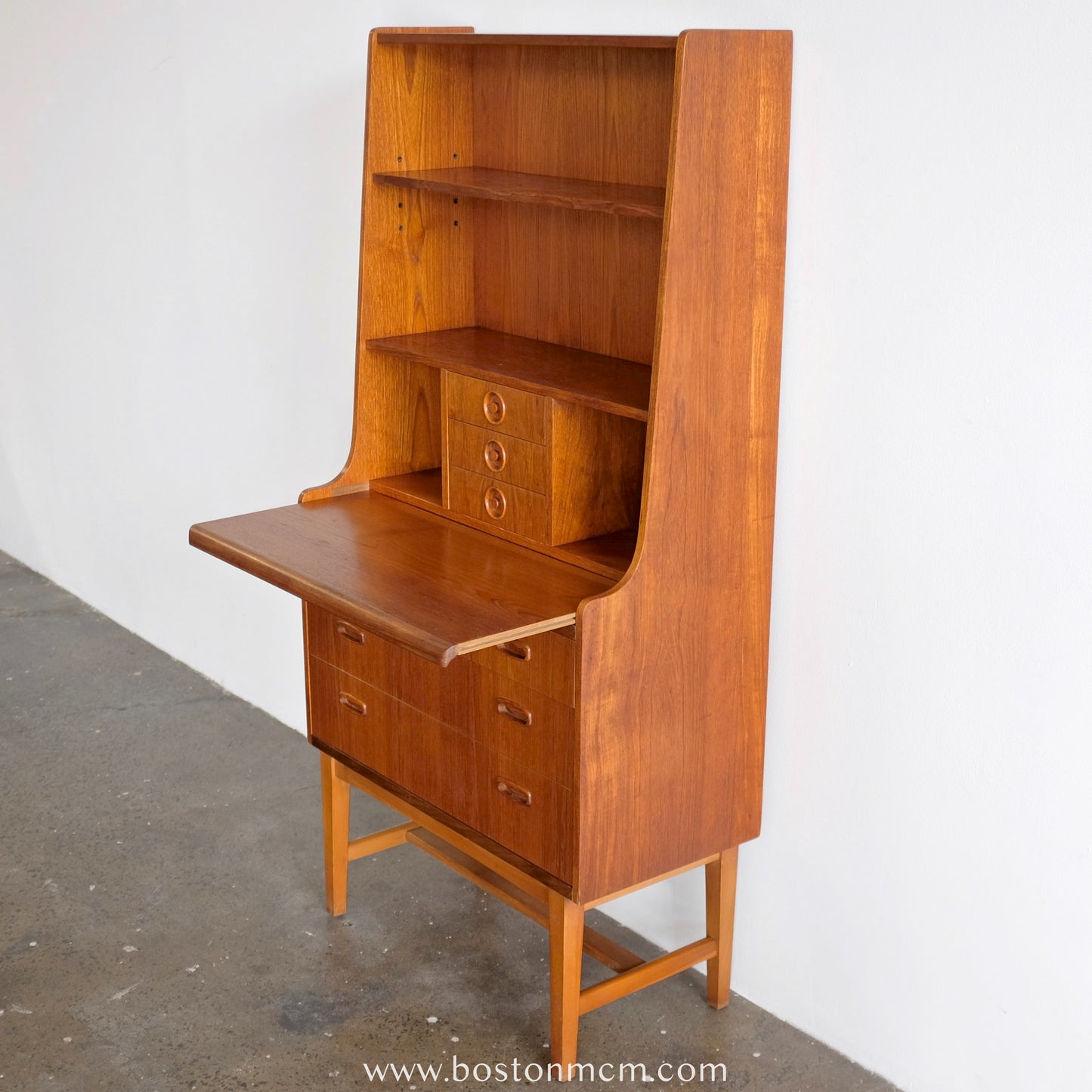 Danish Teak Secretary's Desk With Bookcase