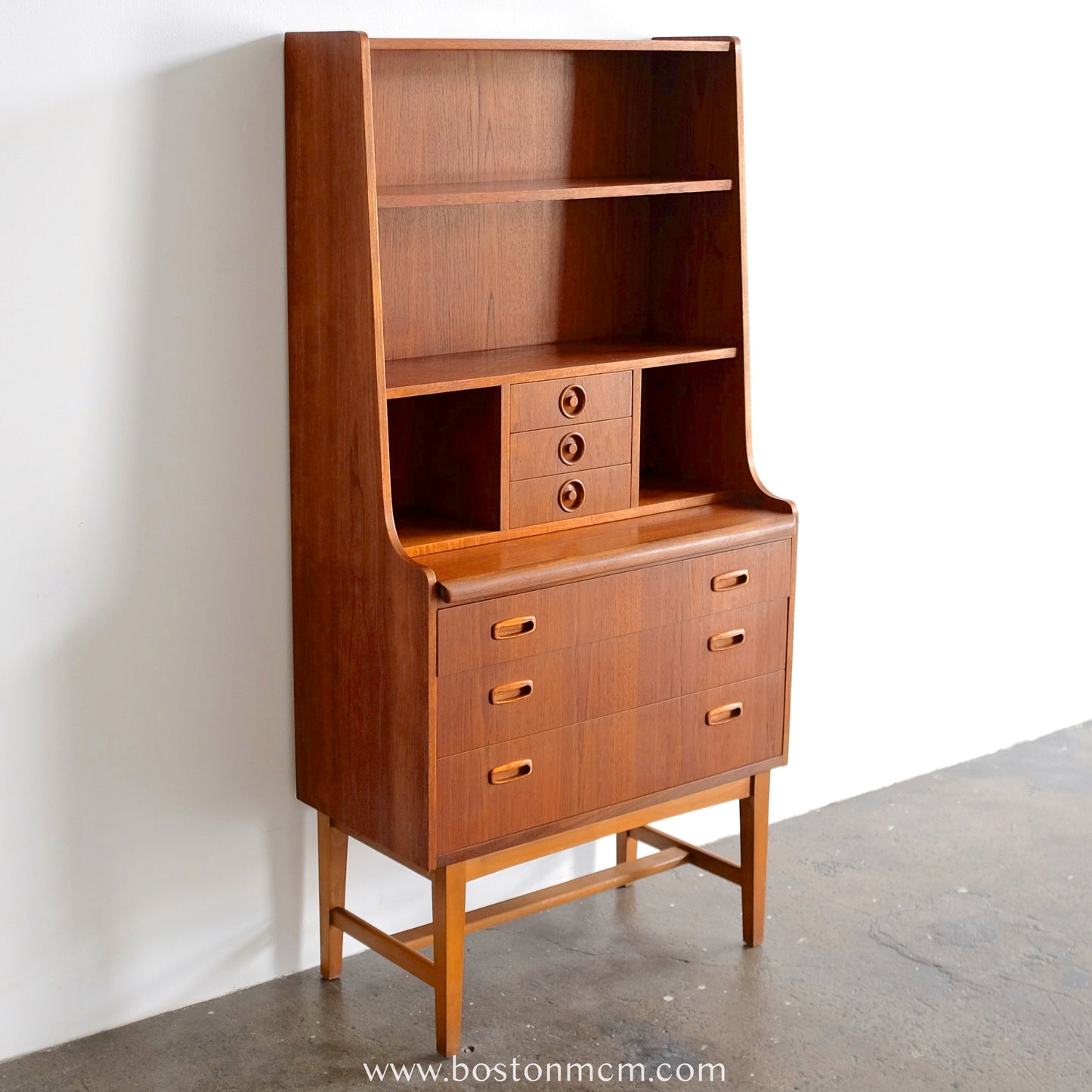 Danish Teak Secretary's Desk With Bookcase