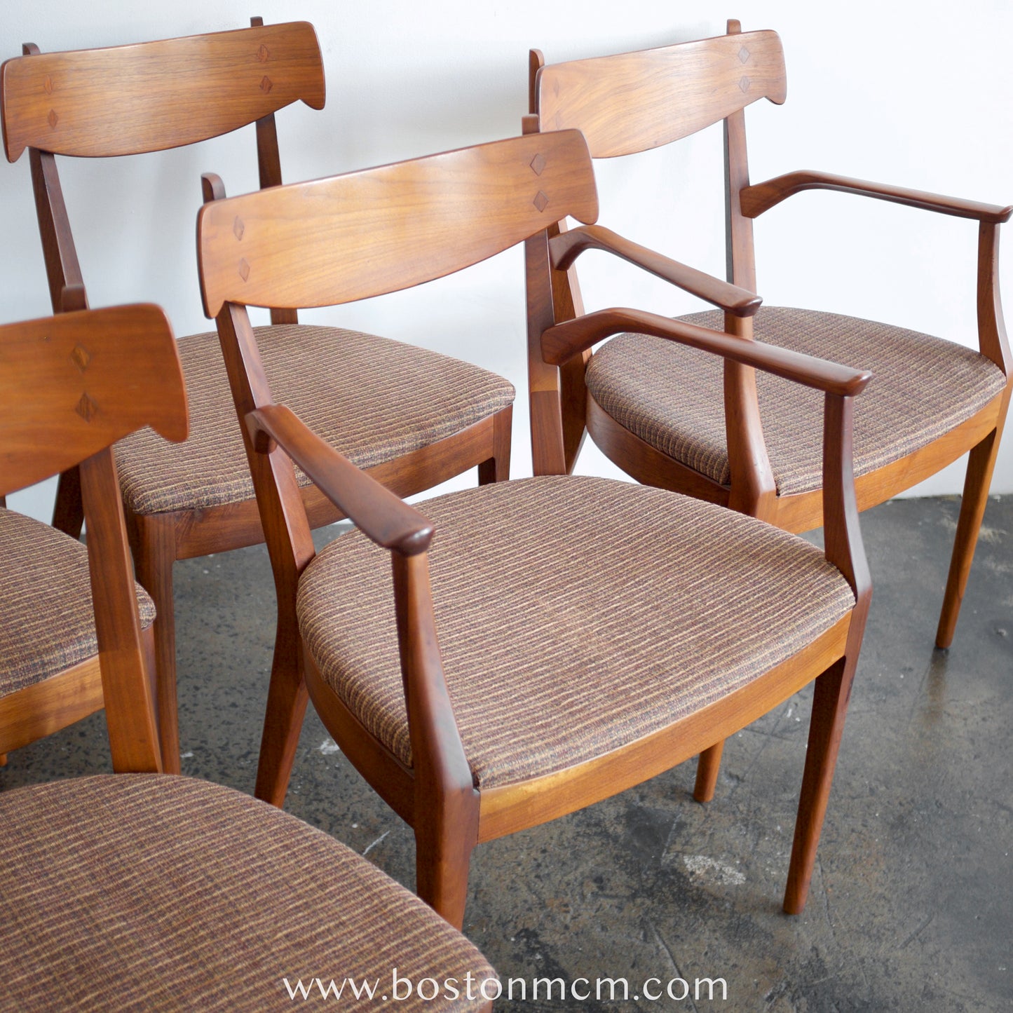 Drexel Furniture "Declaration" Walnut & Rosewood Dining Chairs - Set of 6