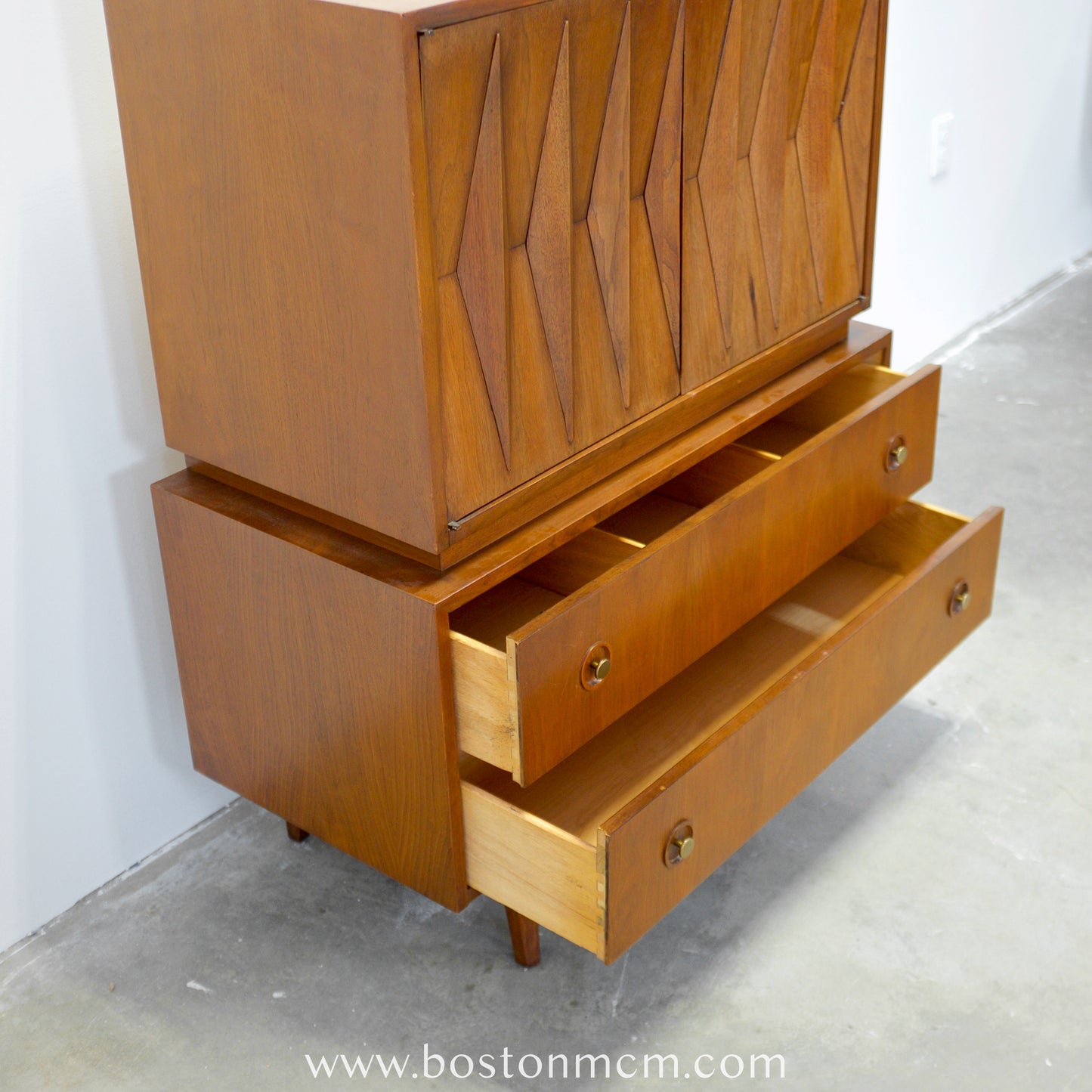 American of Martinsville "Harlequin" Walnut Tall Dresser / Gentleman's Chest