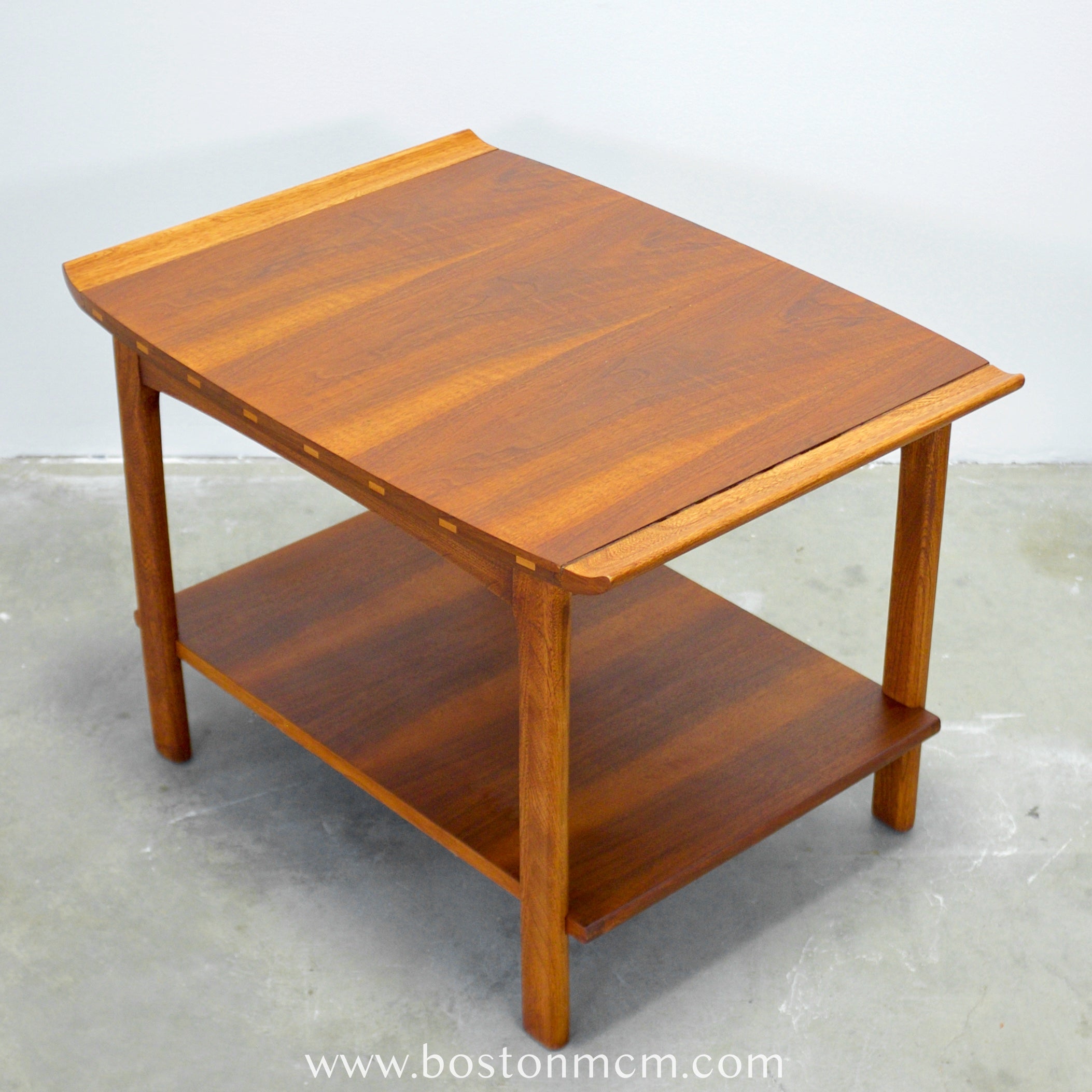 Mid-century modern newest Walnut and marlite snowflake side table