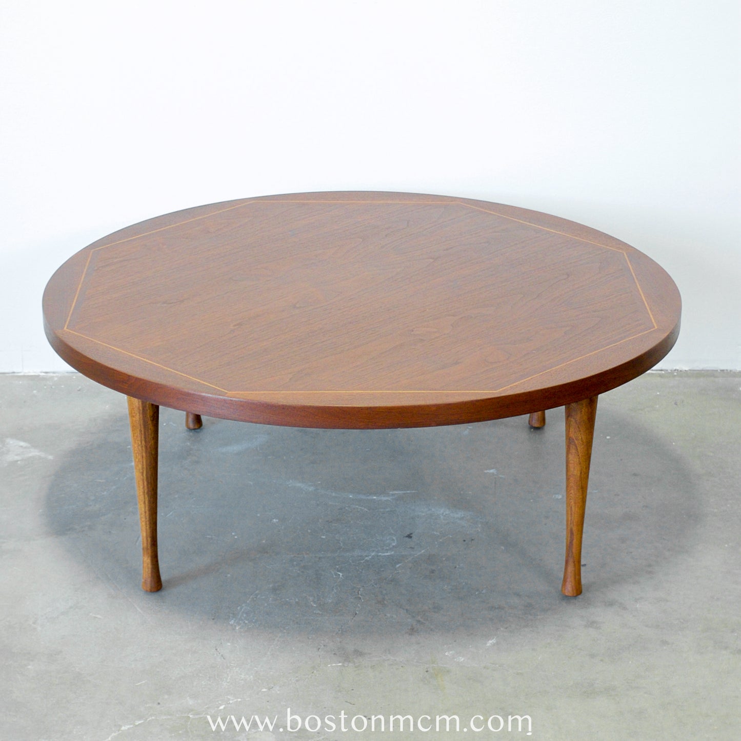 American of Martinsville Round Walnut Coffee Table