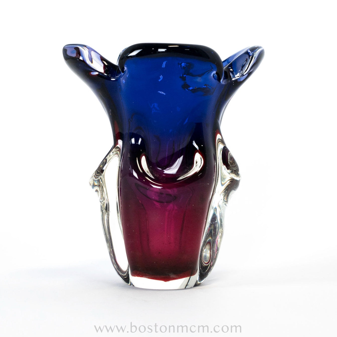 Art Glass Indigo-Pink Vase Designed by Josef Hospodka for Chribska Glassworks #29