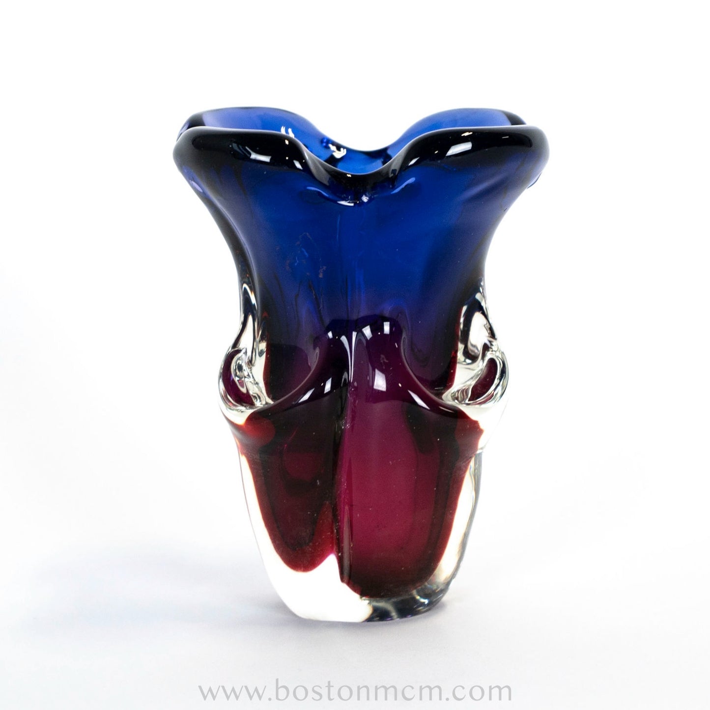 Art Glass Indigo-Pink Vase Designed by Josef Hospodka for Chribska Glassworks #29