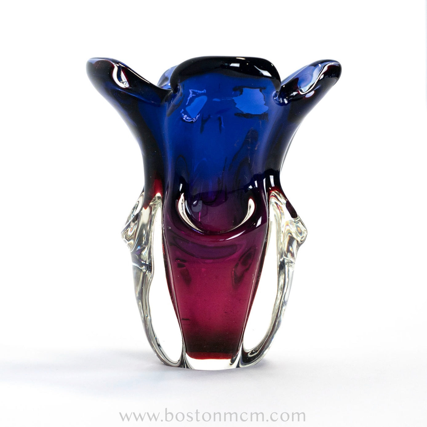 Art Glass Indigo-Pink Vase Designed by Josef Hospodka for Chribska Glassworks #29