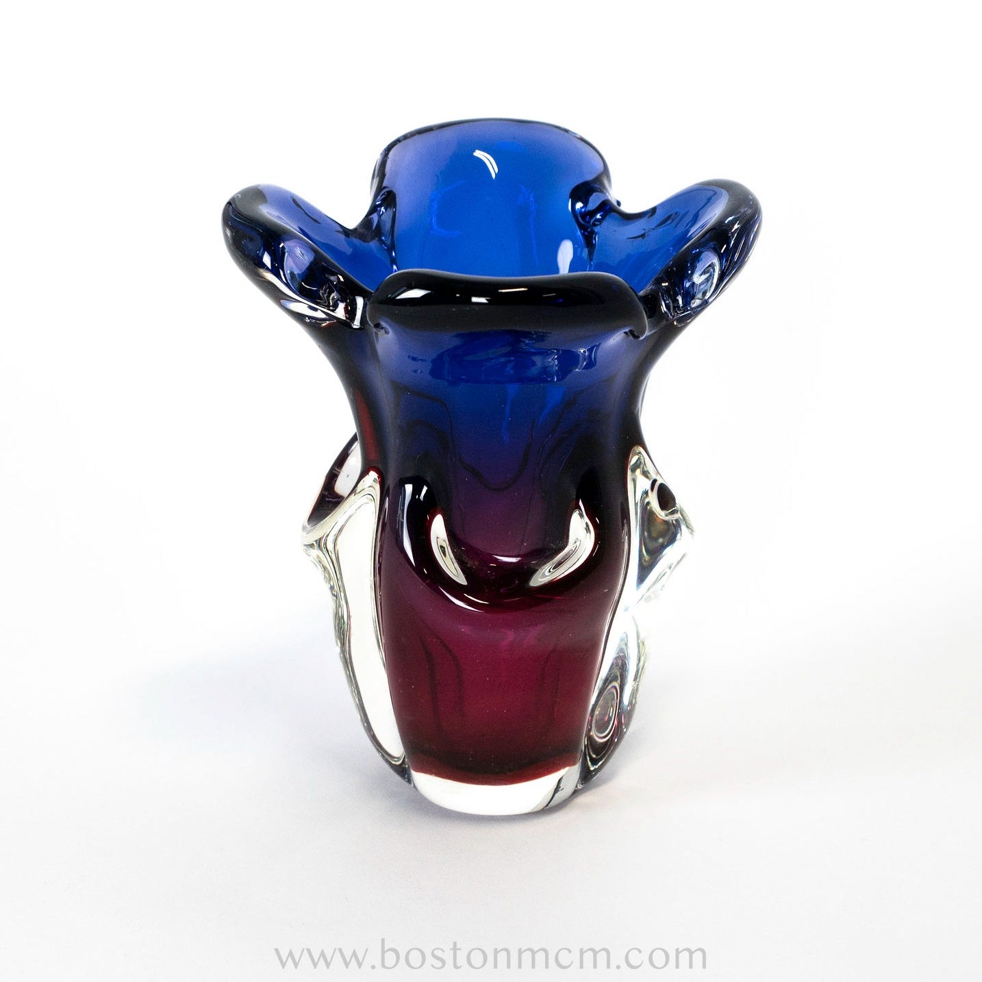 Art Glass Indigo-Pink Vase Designed by Josef Hospodka for Chribska Glassworks #29
