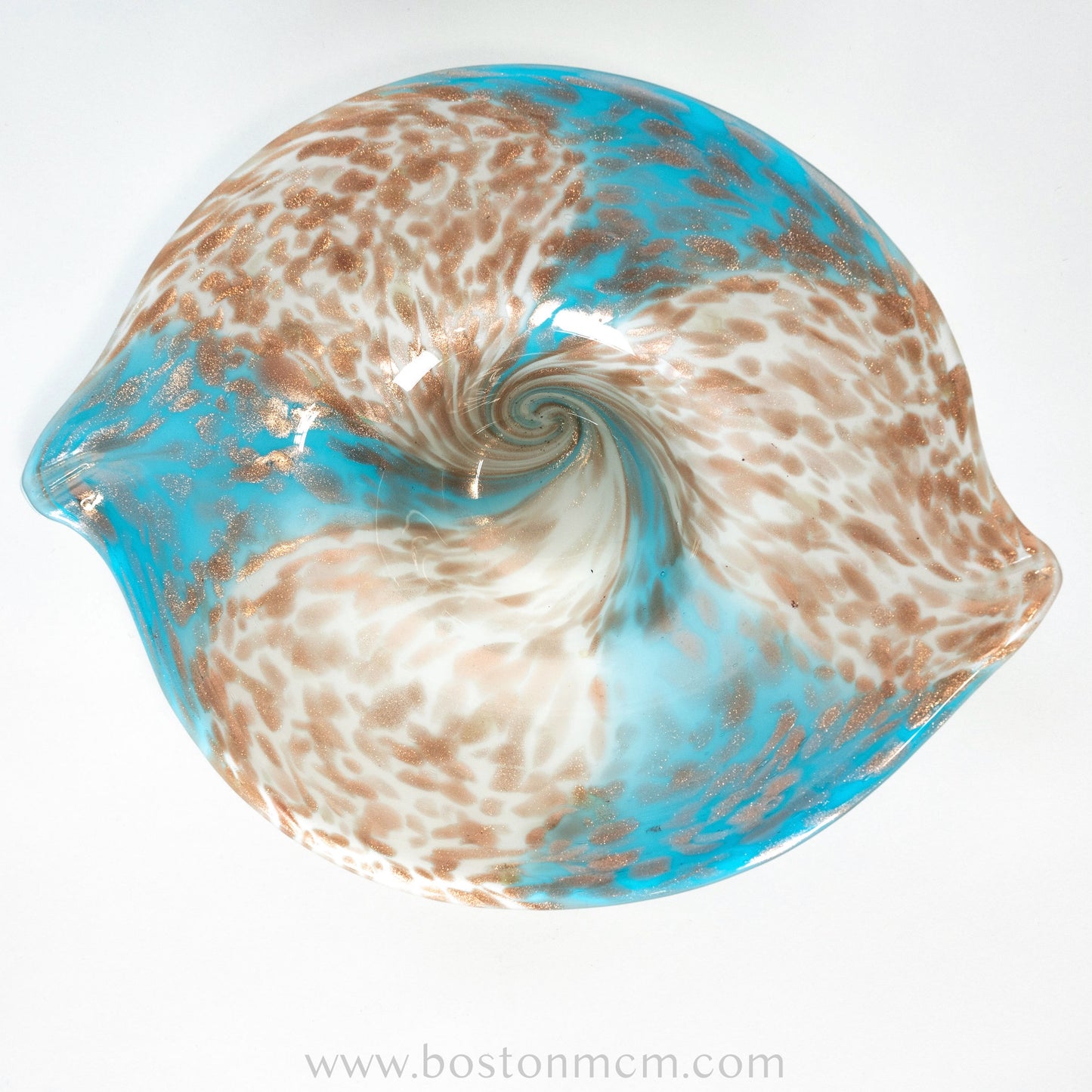Italian Murano Art Glass Bowl by Fratelli Toso - Copper & Aventurine