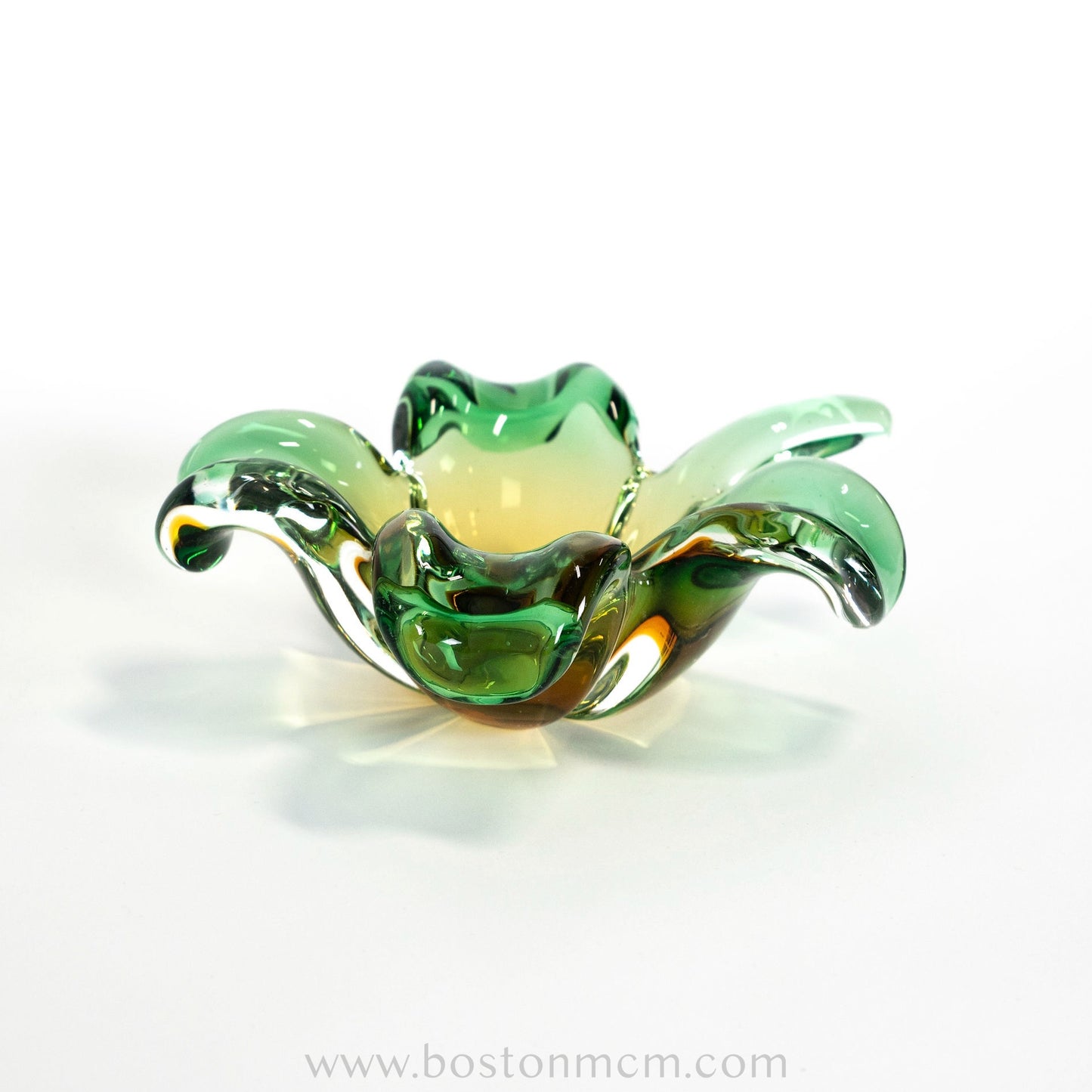 Murano Art Glass Green-Yellow Clover Bowl, Possibly by Seguso Vetri d'Arte