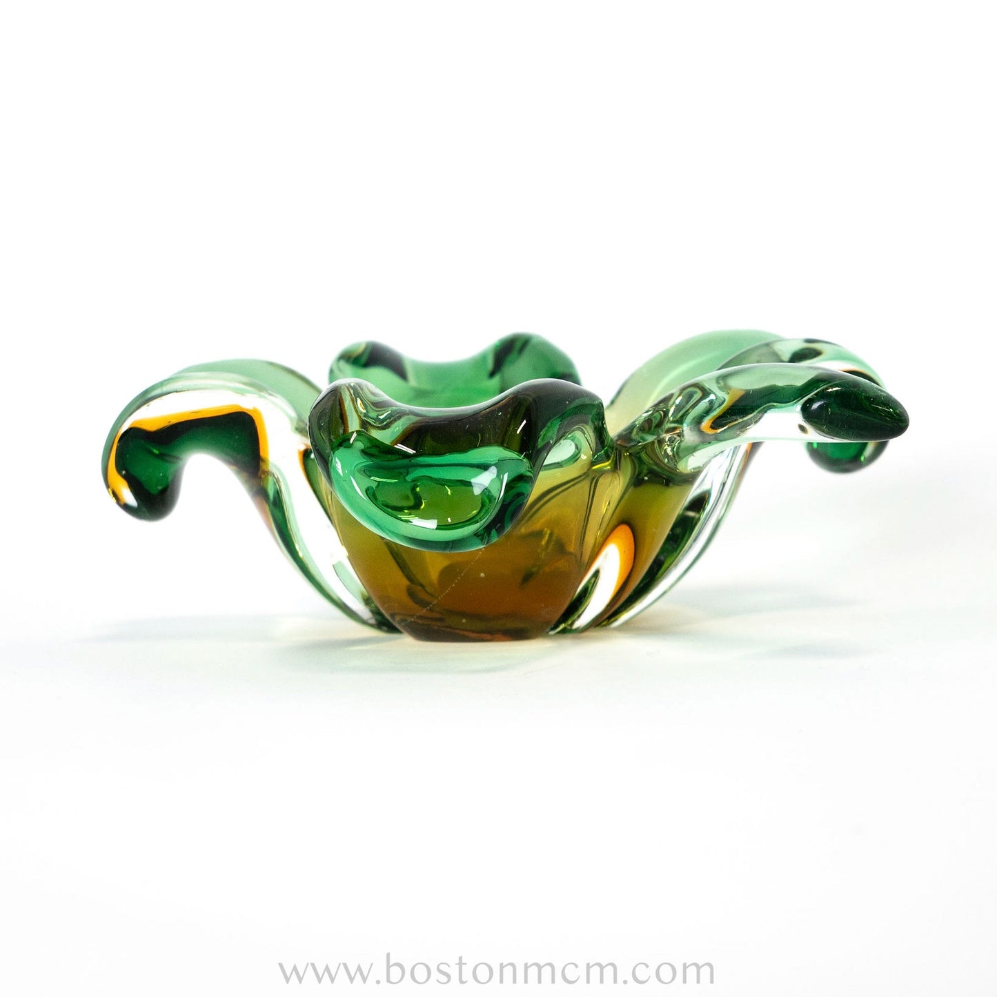 Murano Art Glass Green-Yellow Clover Bowl, Possibly by Seguso Vetri d'Arte