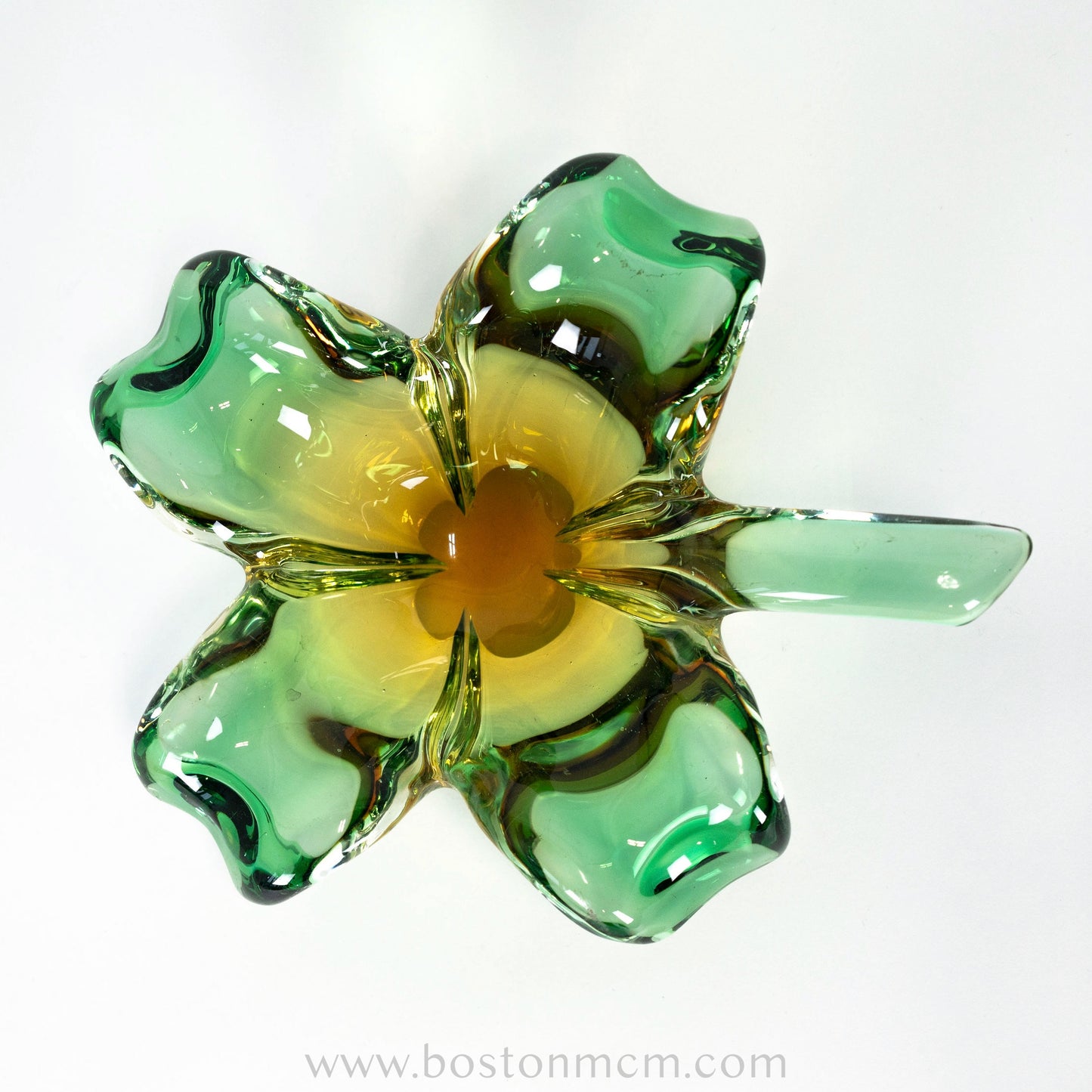 Murano Art Glass Green-Yellow Clover Bowl, Possibly by Seguso Vetri d'Arte