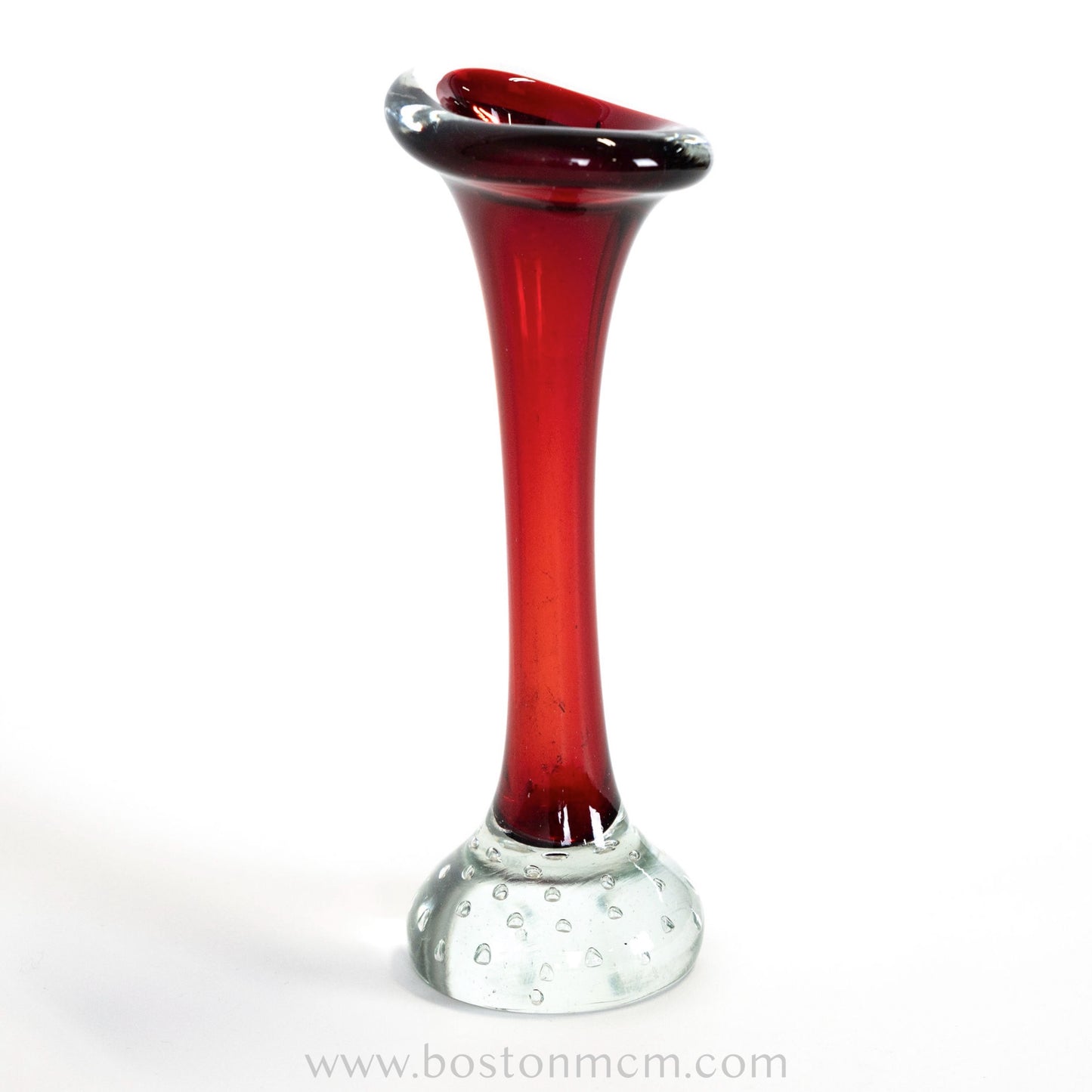 Swedish Art Glass Red Vase by Aseda Glasbruk
