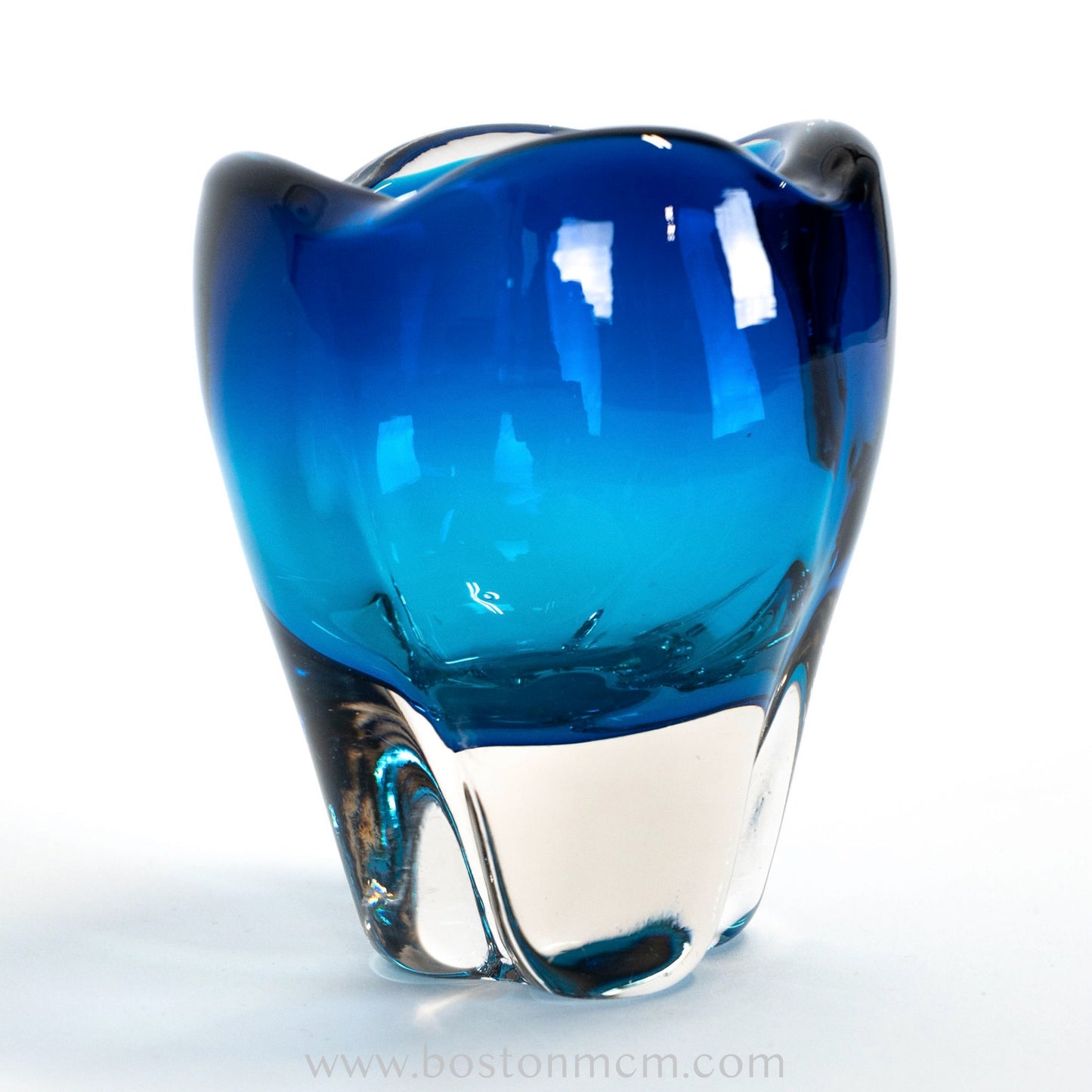Blue Art Glass "Molar" Vase by Whitefriars
