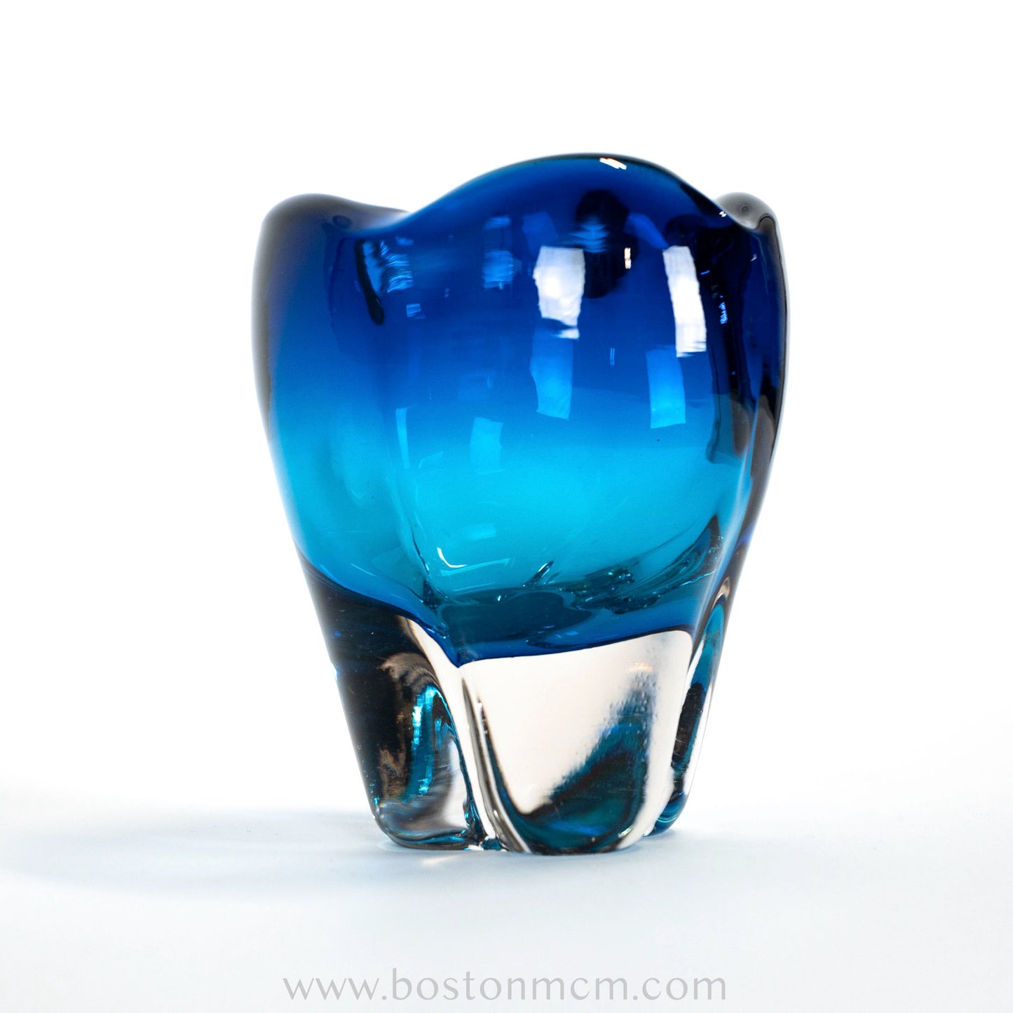 Blue Art Glass "Molar" Vase by Whitefriars