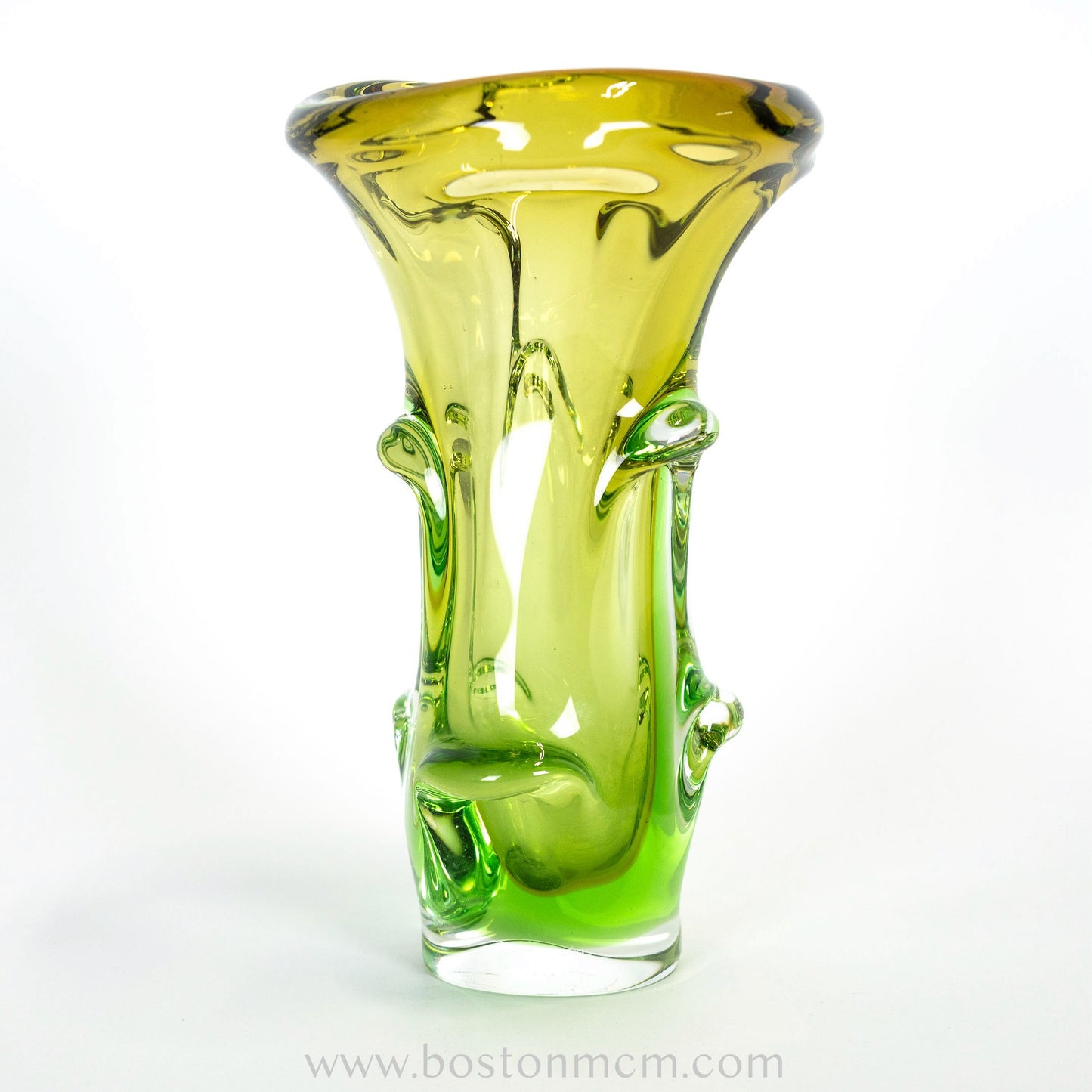 Art Glass Green-Yellow Vase by Mstisov #6