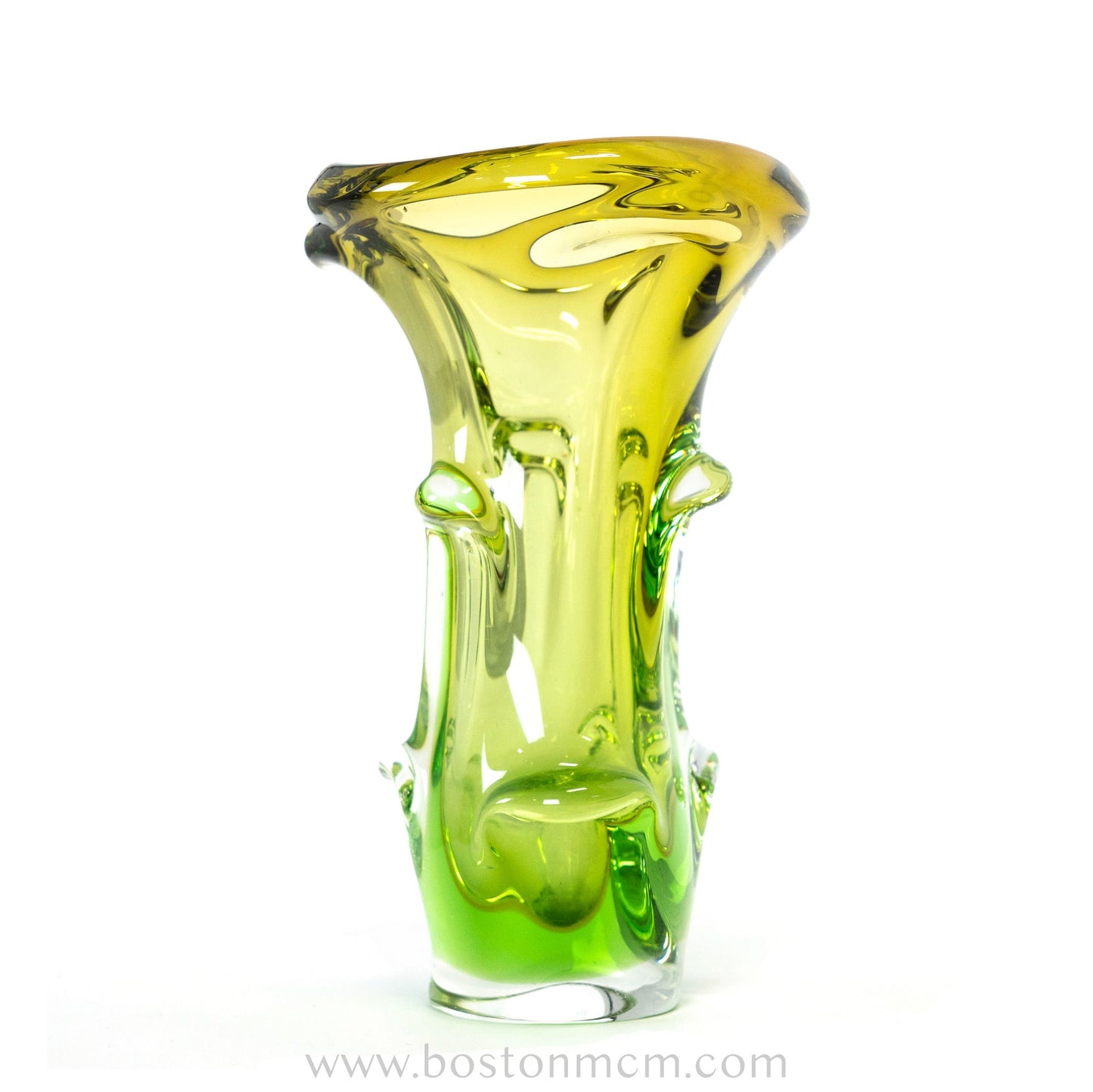 Art Glass Green-Yellow Vase by Mstisov #6