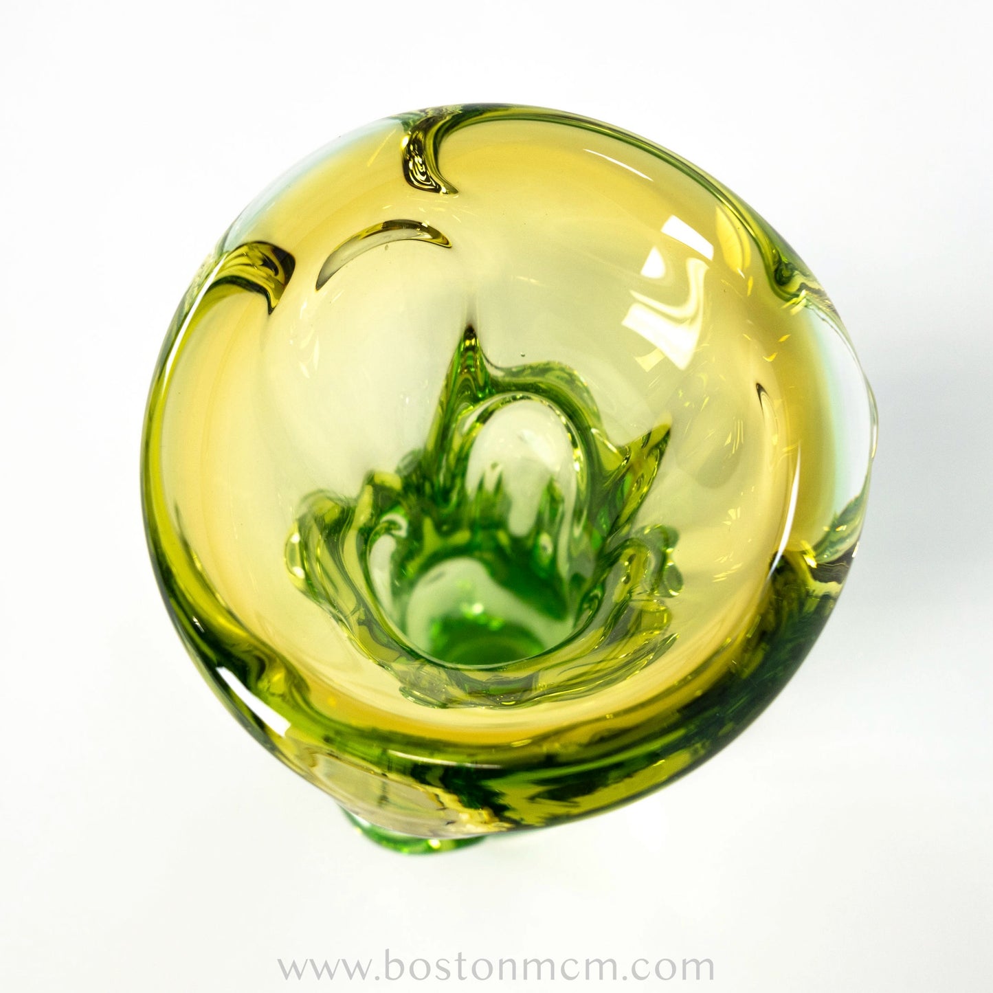 Art Glass Green-Yellow Vase by Mstisov #6