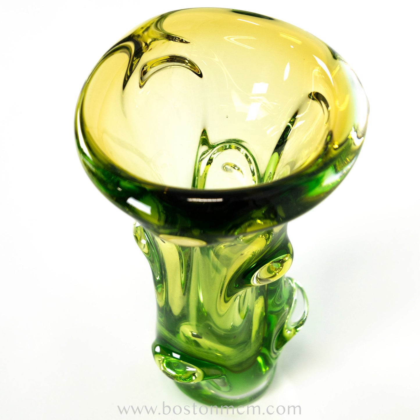 Art Glass Green-Yellow Vase by Mstisov #6