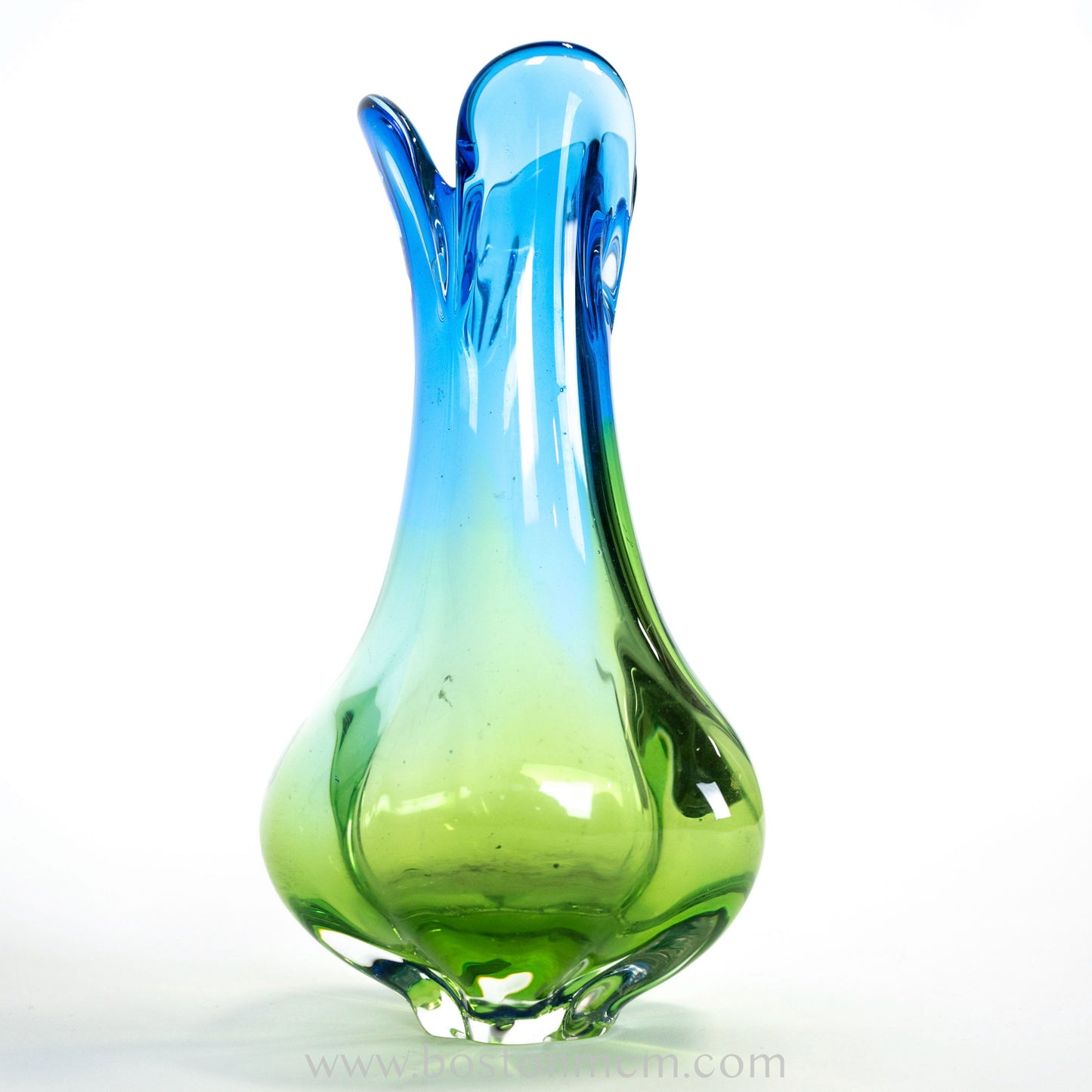 Art Glass Blue-Green Vase by Chribska Glassworks #2