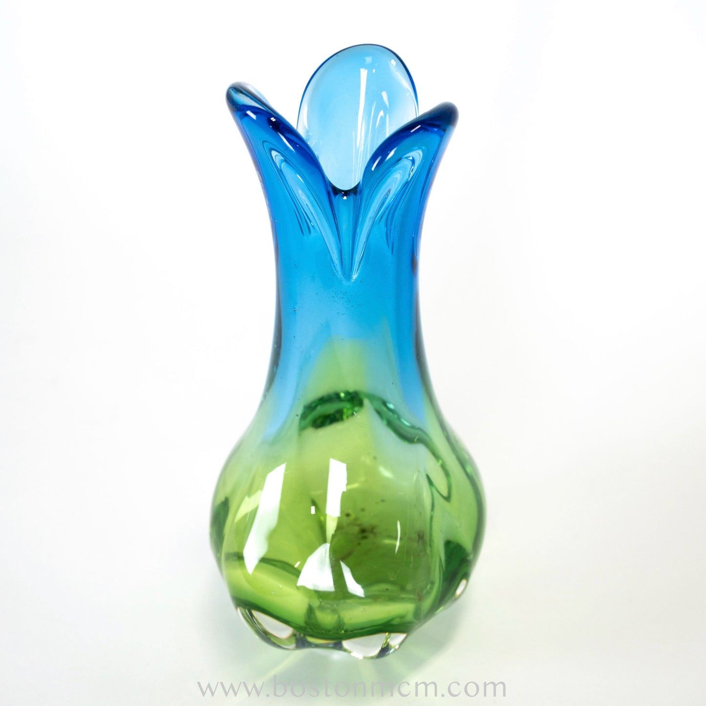 Art Glass Blue-Green Vase by Chribska Glassworks #2