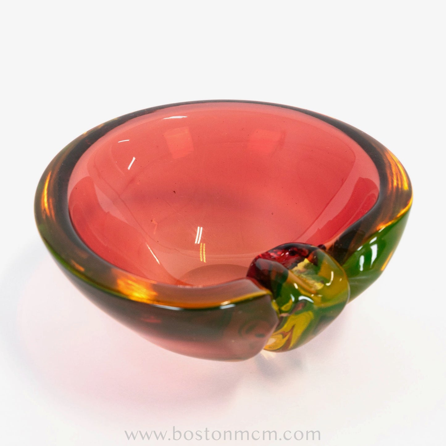 Italian Murano Red-Green Uranium Art Glass Bowl
