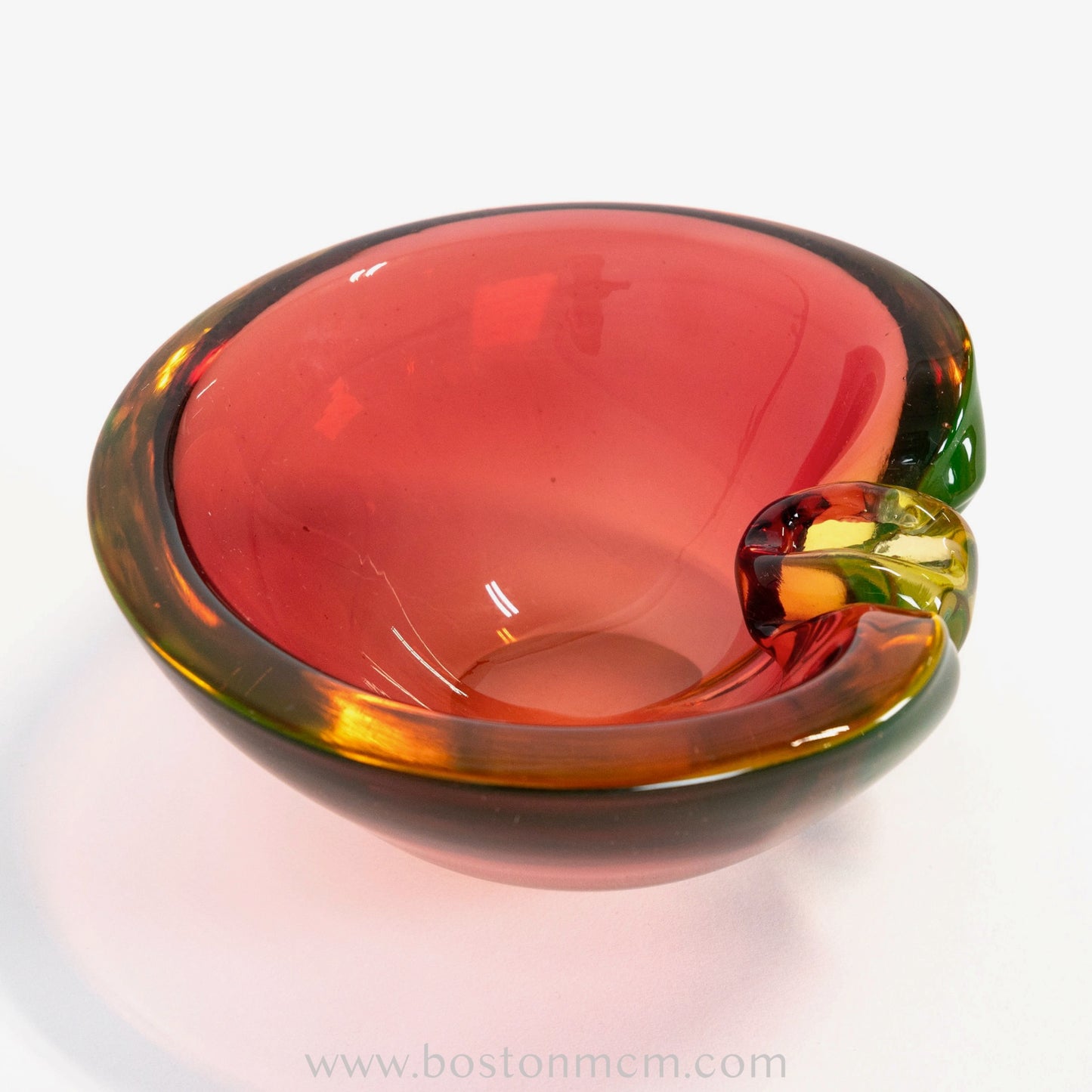 Italian Murano Red-Green Uranium Art Glass Bowl