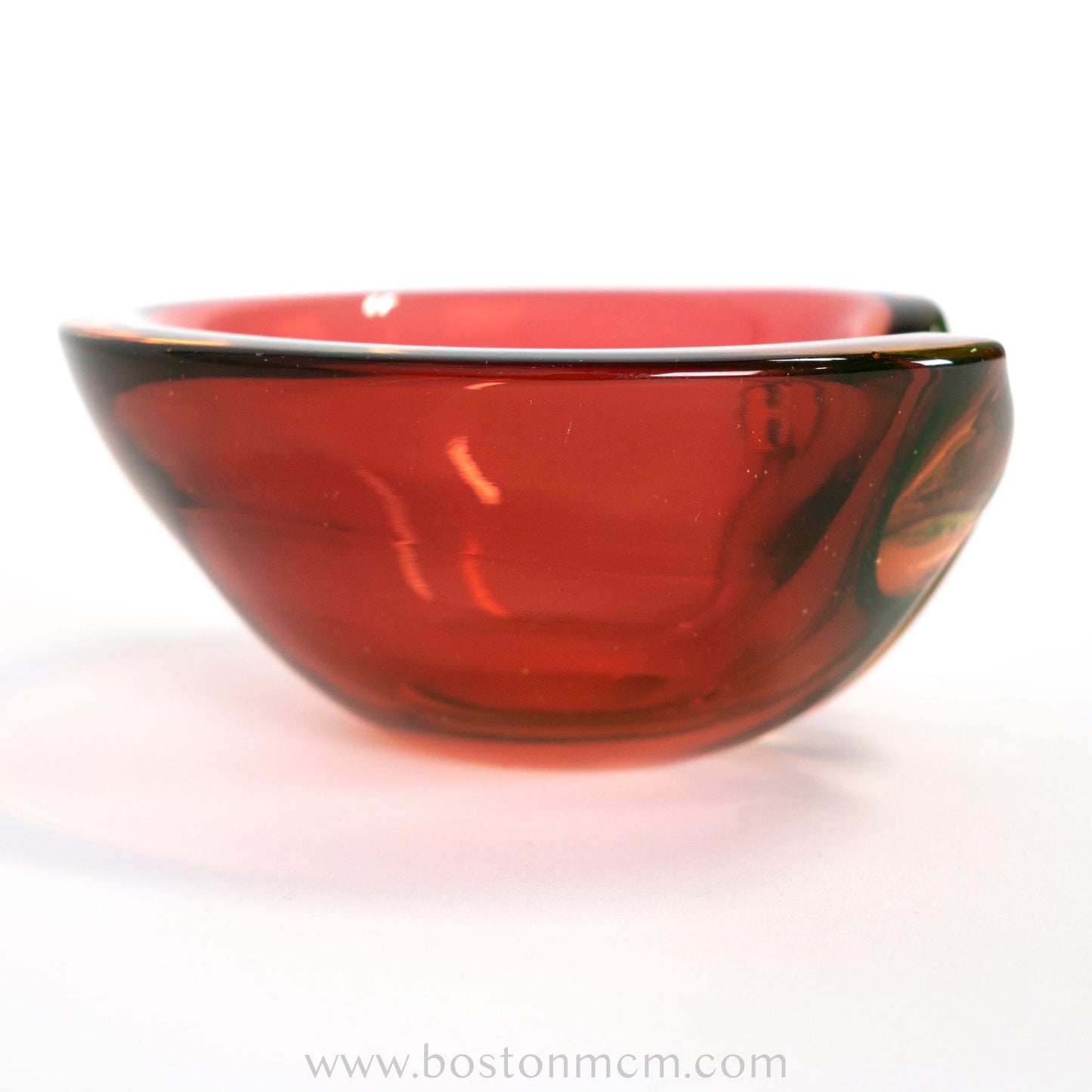 Italian Murano Red-Green Uranium Art Glass Bowl
