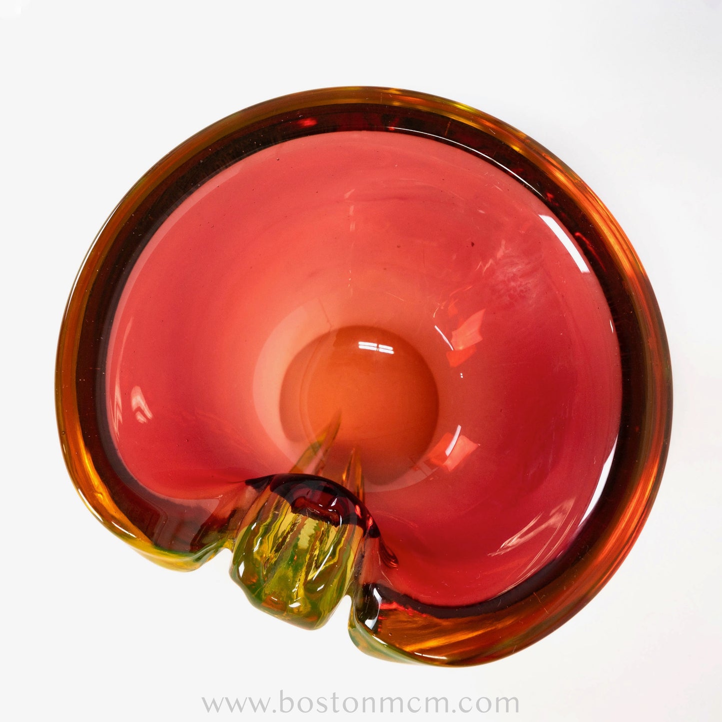 Italian Murano Red-Green Uranium Art Glass Bowl