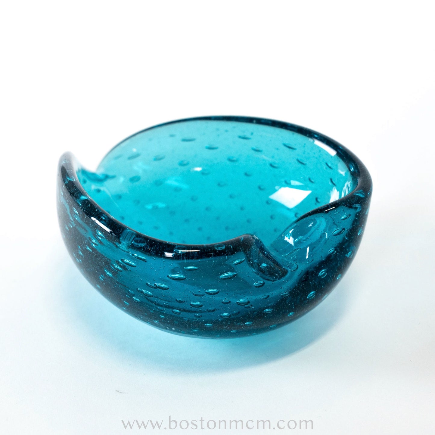Italian Murano Art Glass Blue Bullicante Bowl