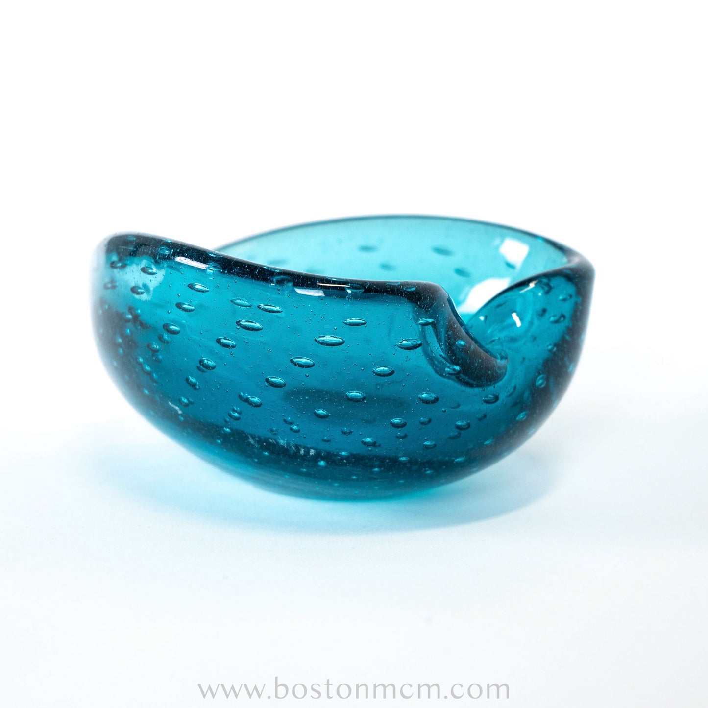 Italian Murano Art Glass Blue Bullicante Bowl