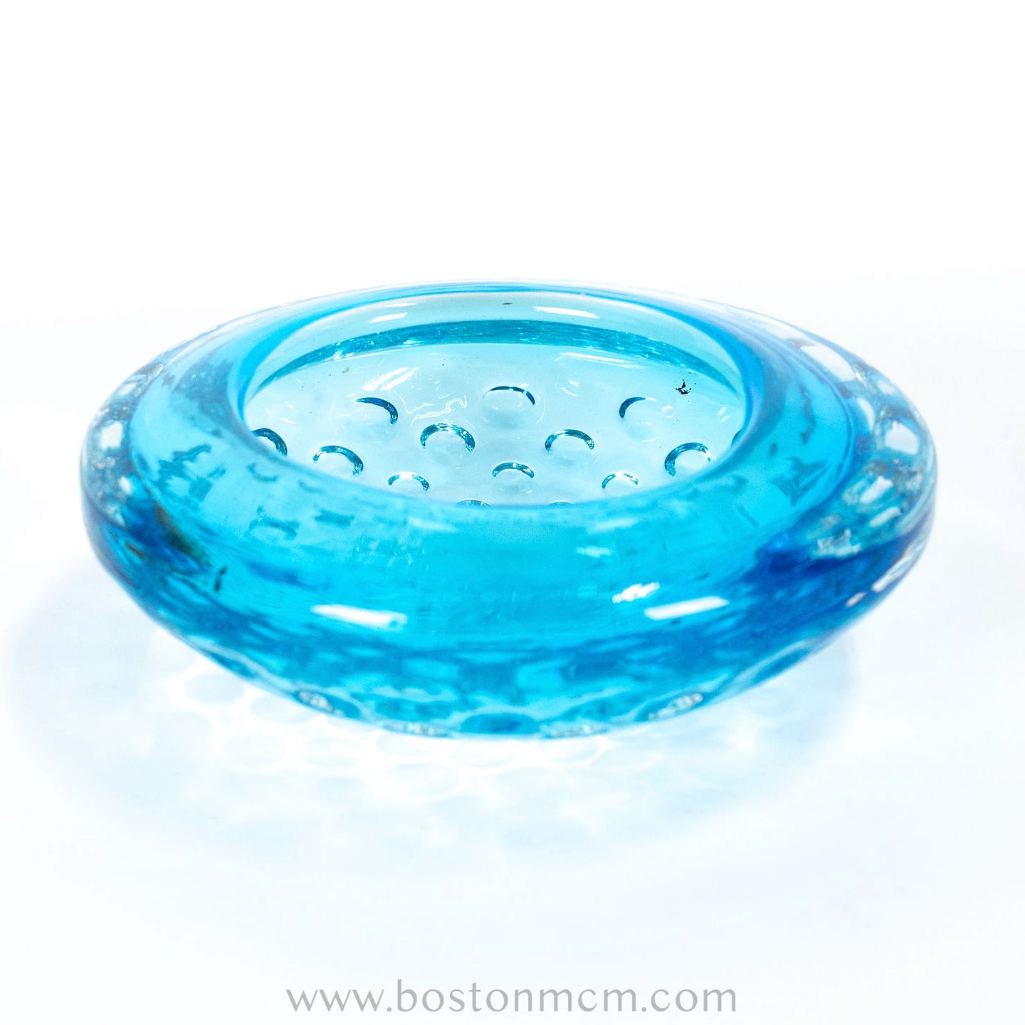 Italian Murano Art Glass Blue Bullicante Round Bowl - #56