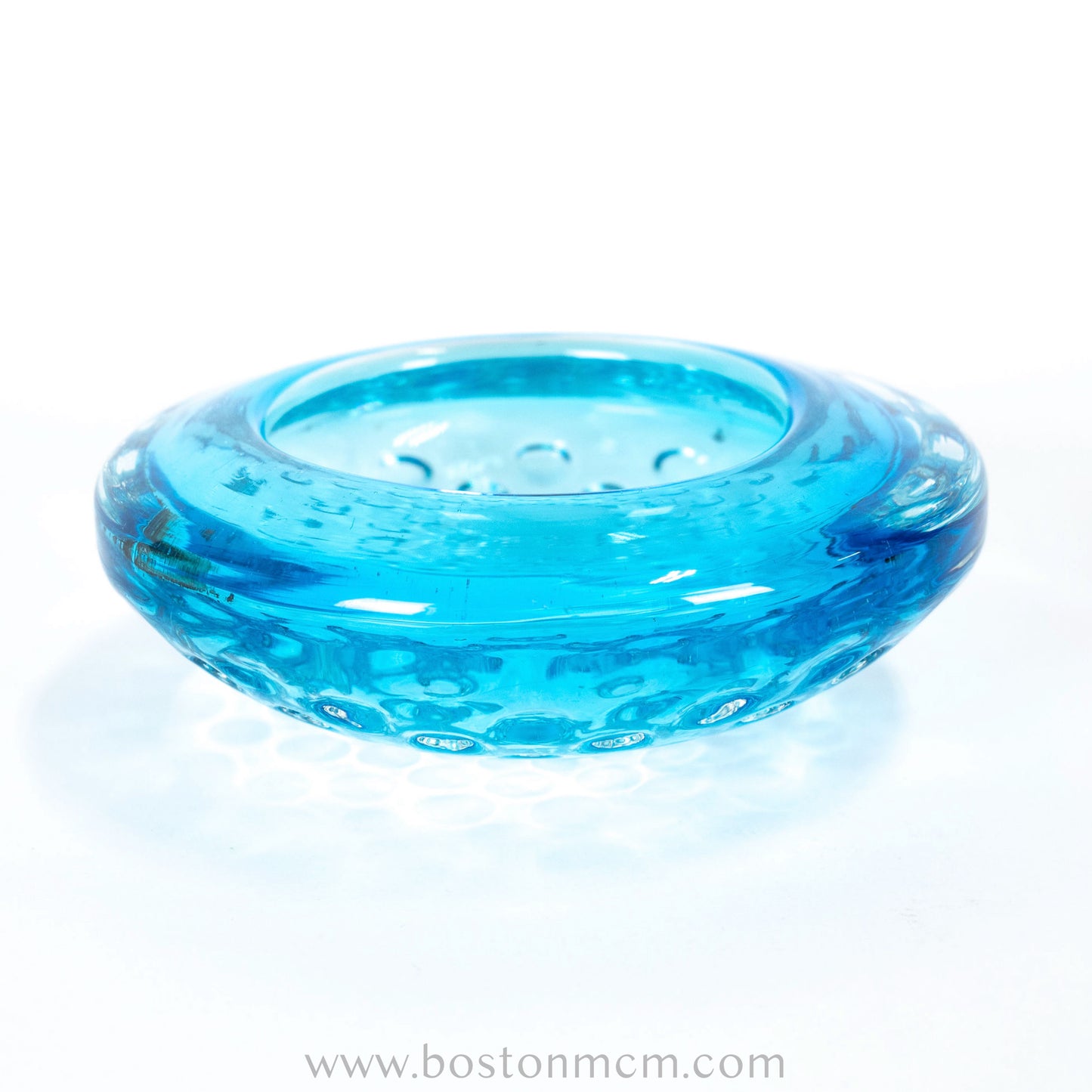 Italian Murano Art Glass Blue Bullicante Round Bowl - #56