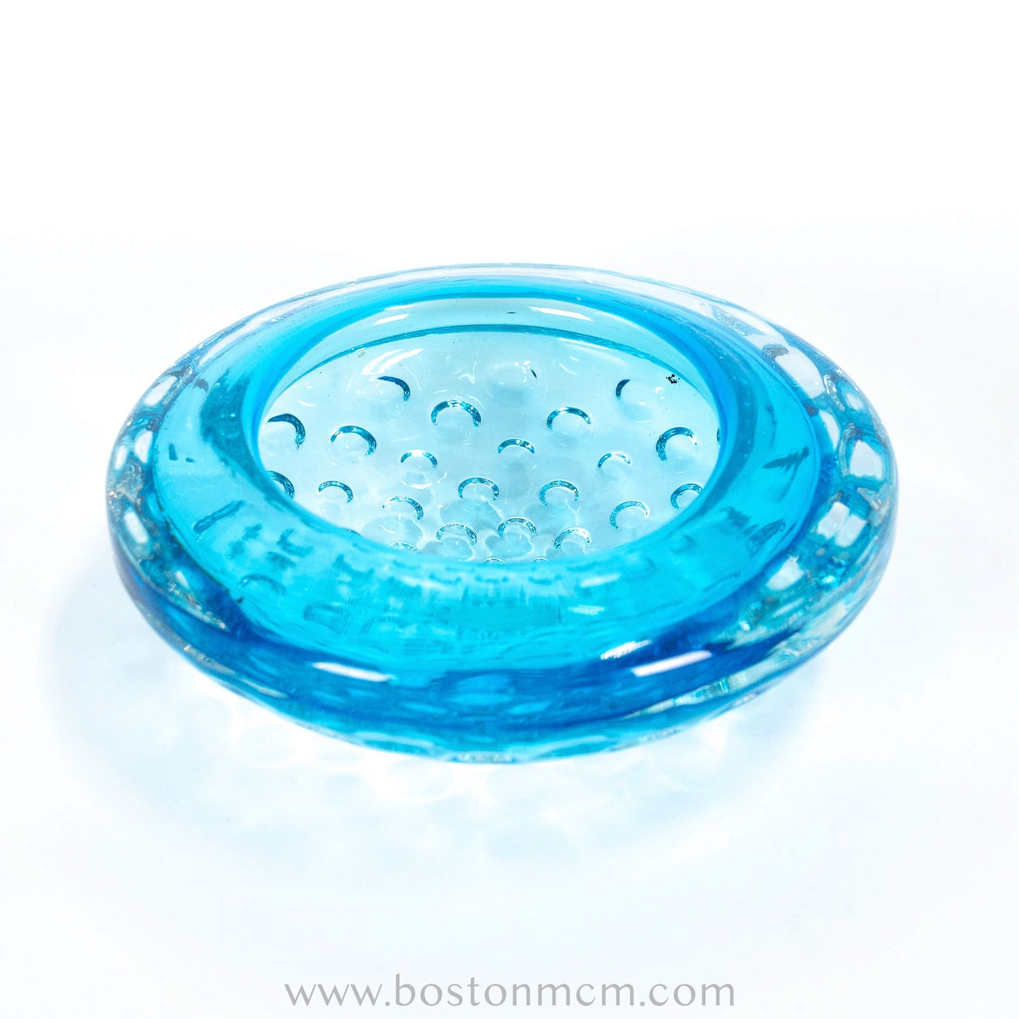 Italian Murano Art Glass Blue Bullicante Round Bowl - #56