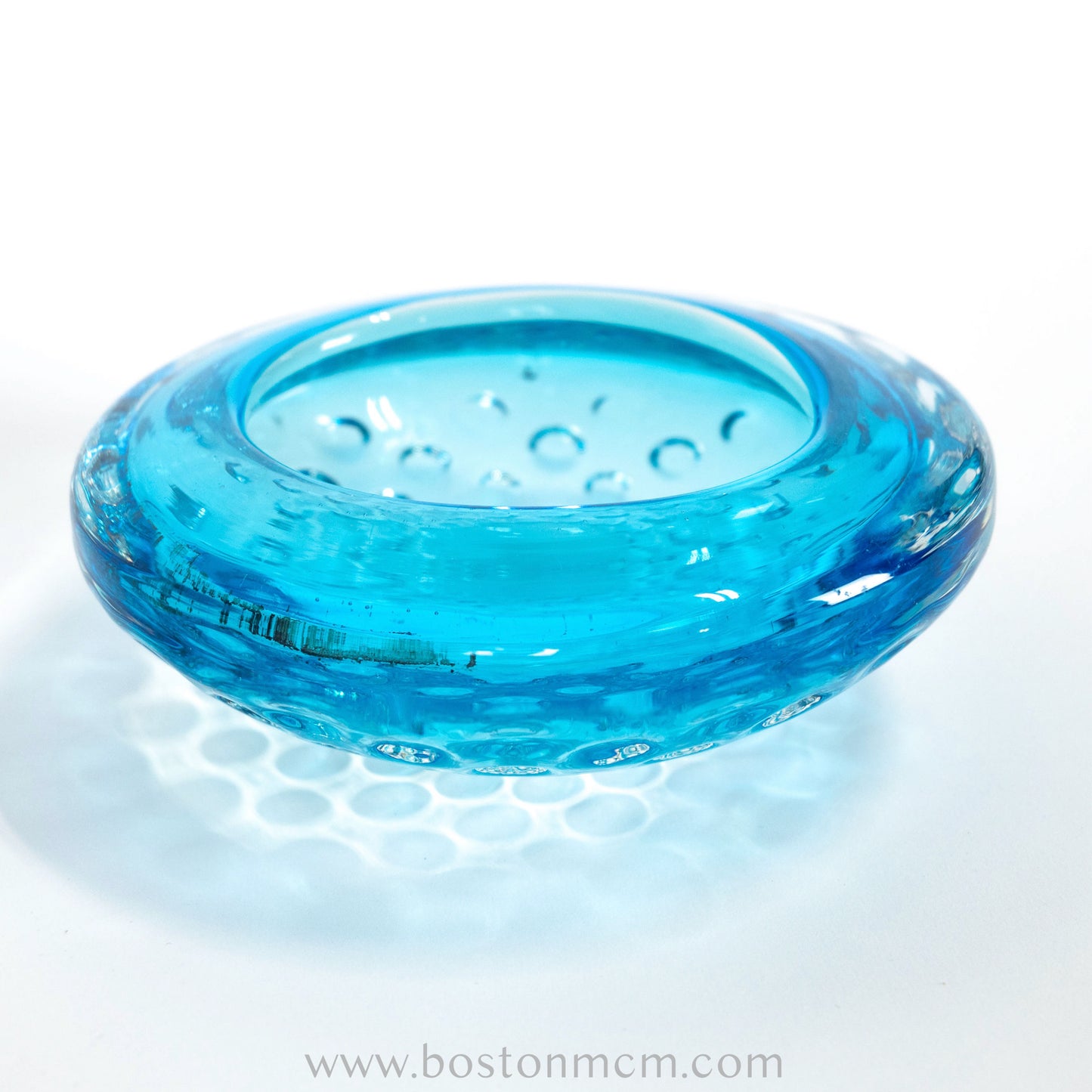 Italian Murano Art Glass Blue Bullicante Round Bowl - #56
