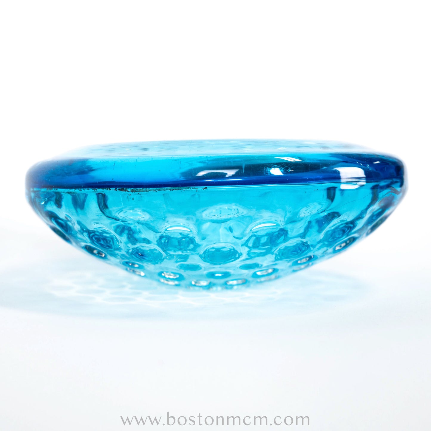 Italian Murano Art Glass Blue Bullicante Round Bowl - #56