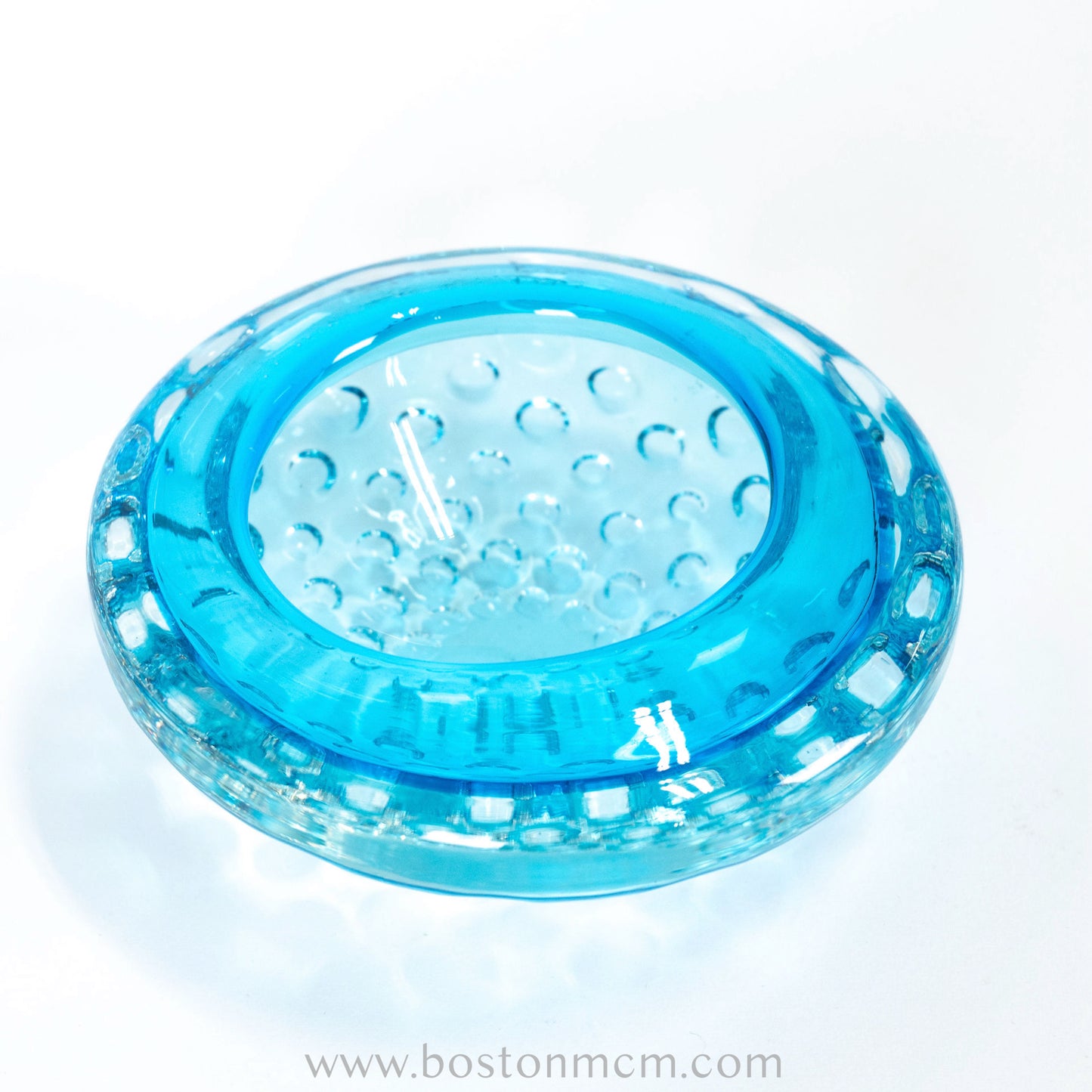 Italian Murano Art Glass Blue Bullicante Round Bowl - #56