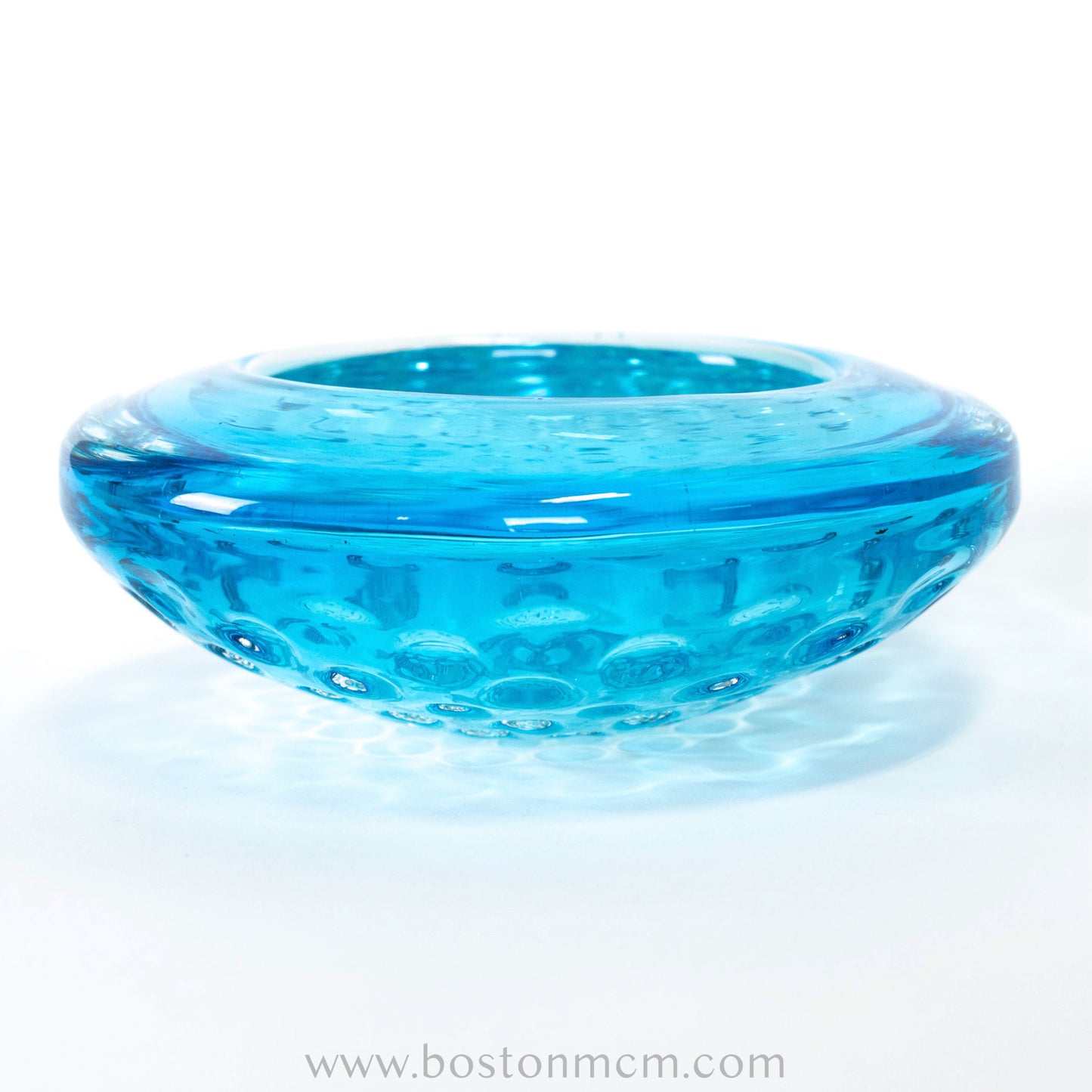 Italian Murano Art Glass Blue Bullicante Round Bowl - #56