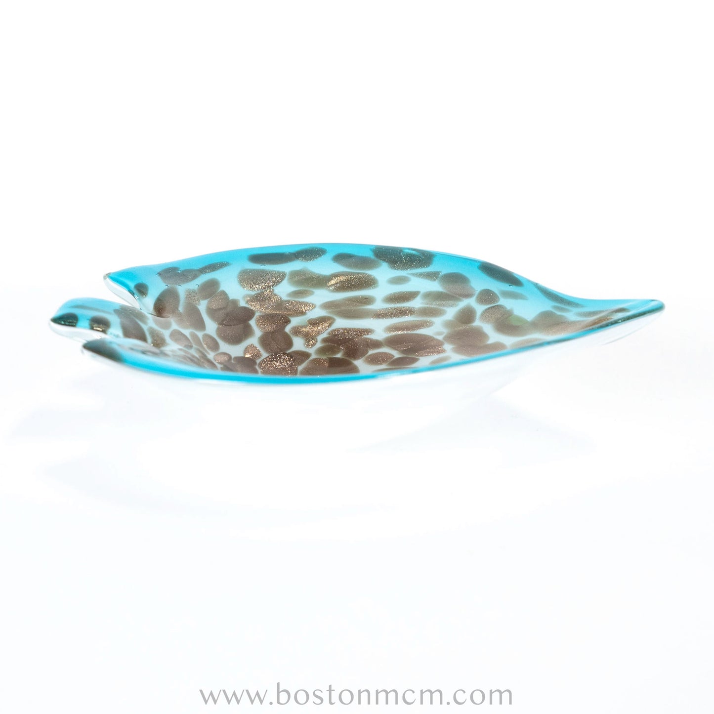 Italian Murano Art Glass Aventurine / Turquoise Bowl by Fratelli Toso