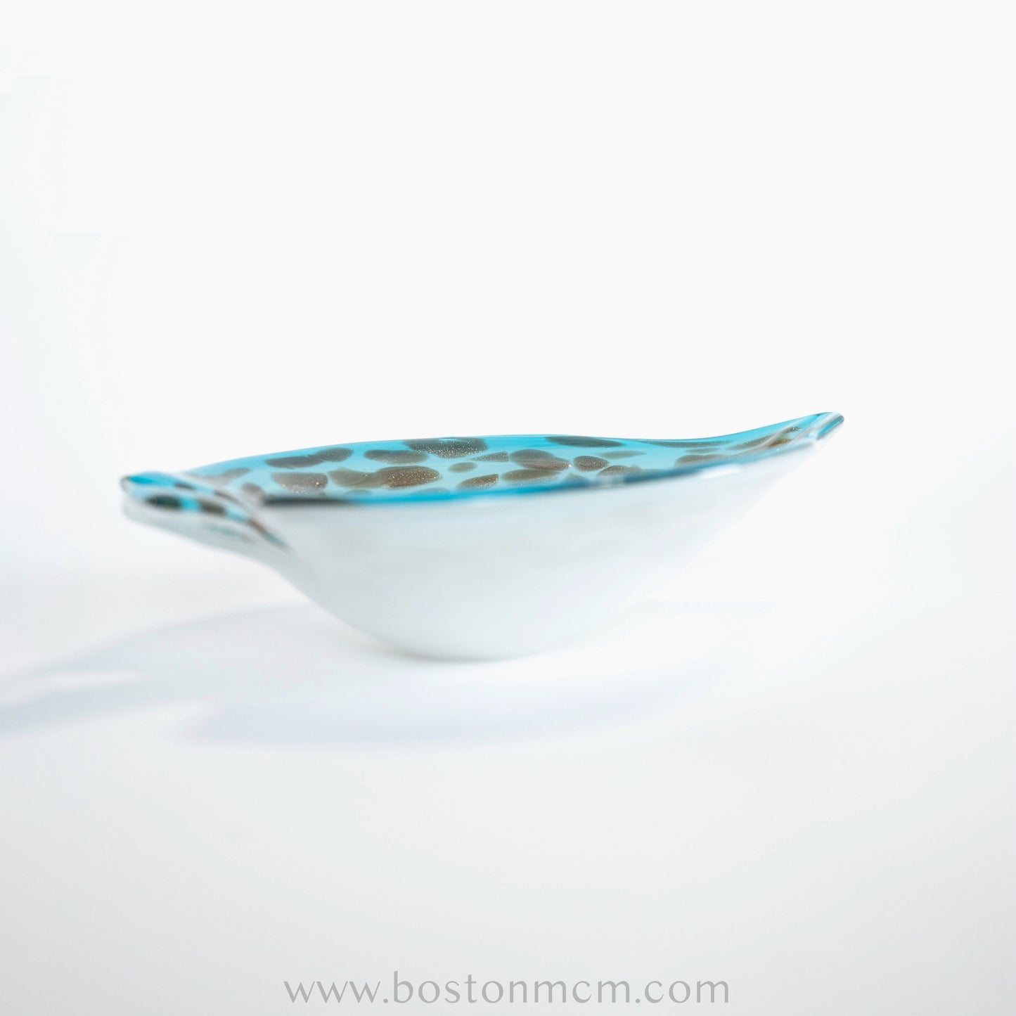 Italian Murano Art Glass Aventurine / Turquoise Bowl by Fratelli Toso