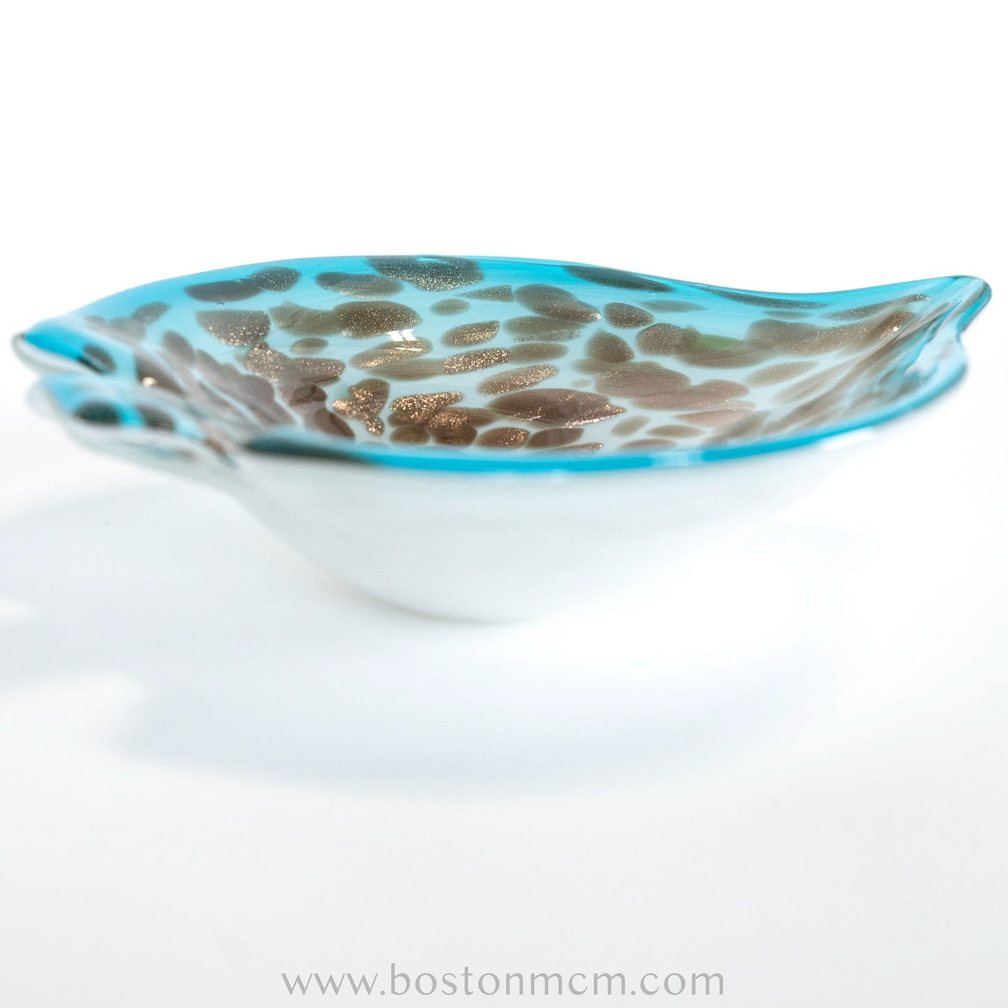 Italian Murano Art Glass Aventurine / Turquoise Bowl by Fratelli Toso