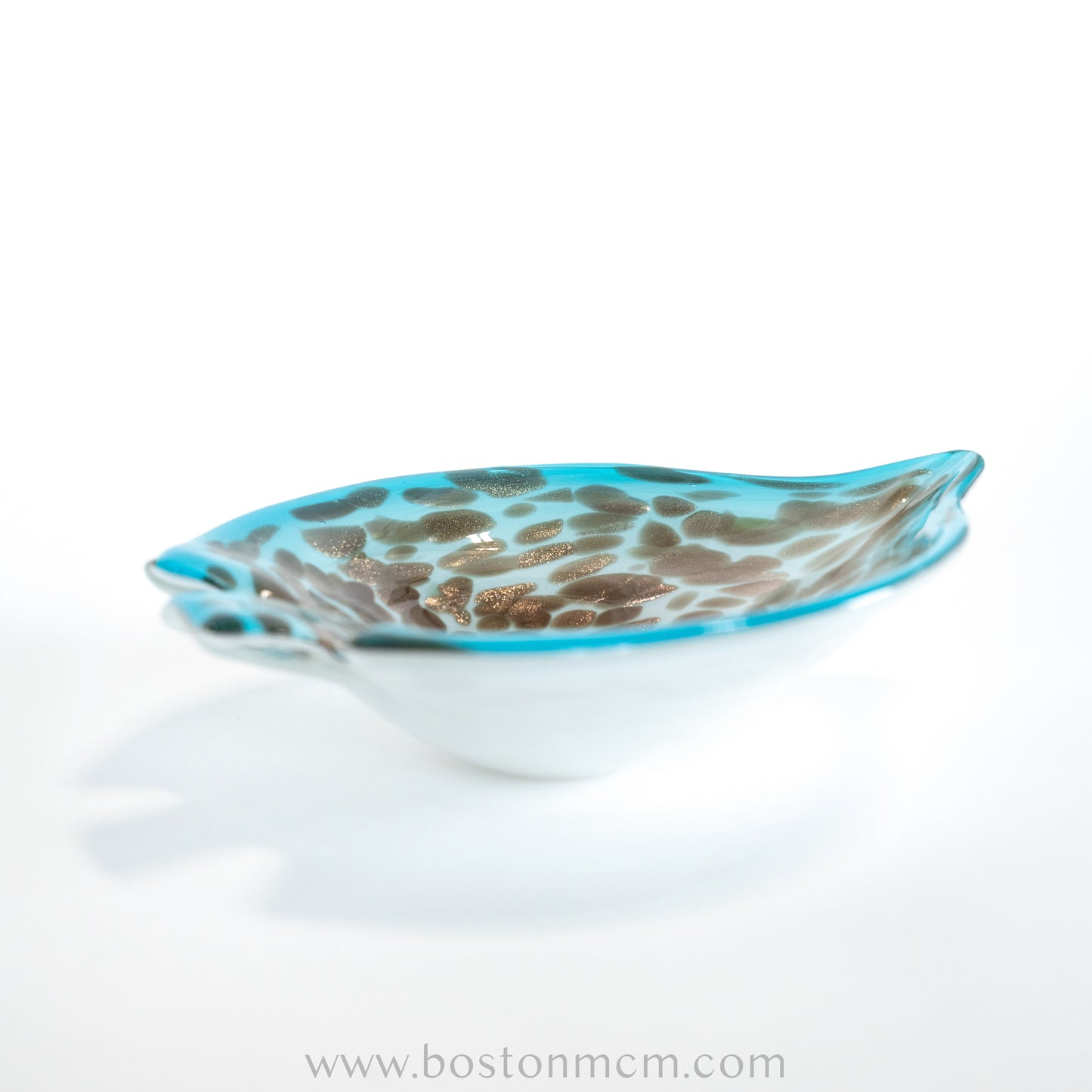 Italian Murano Art Glass Aventurine / Turquoise Bowl by Fratelli Toso