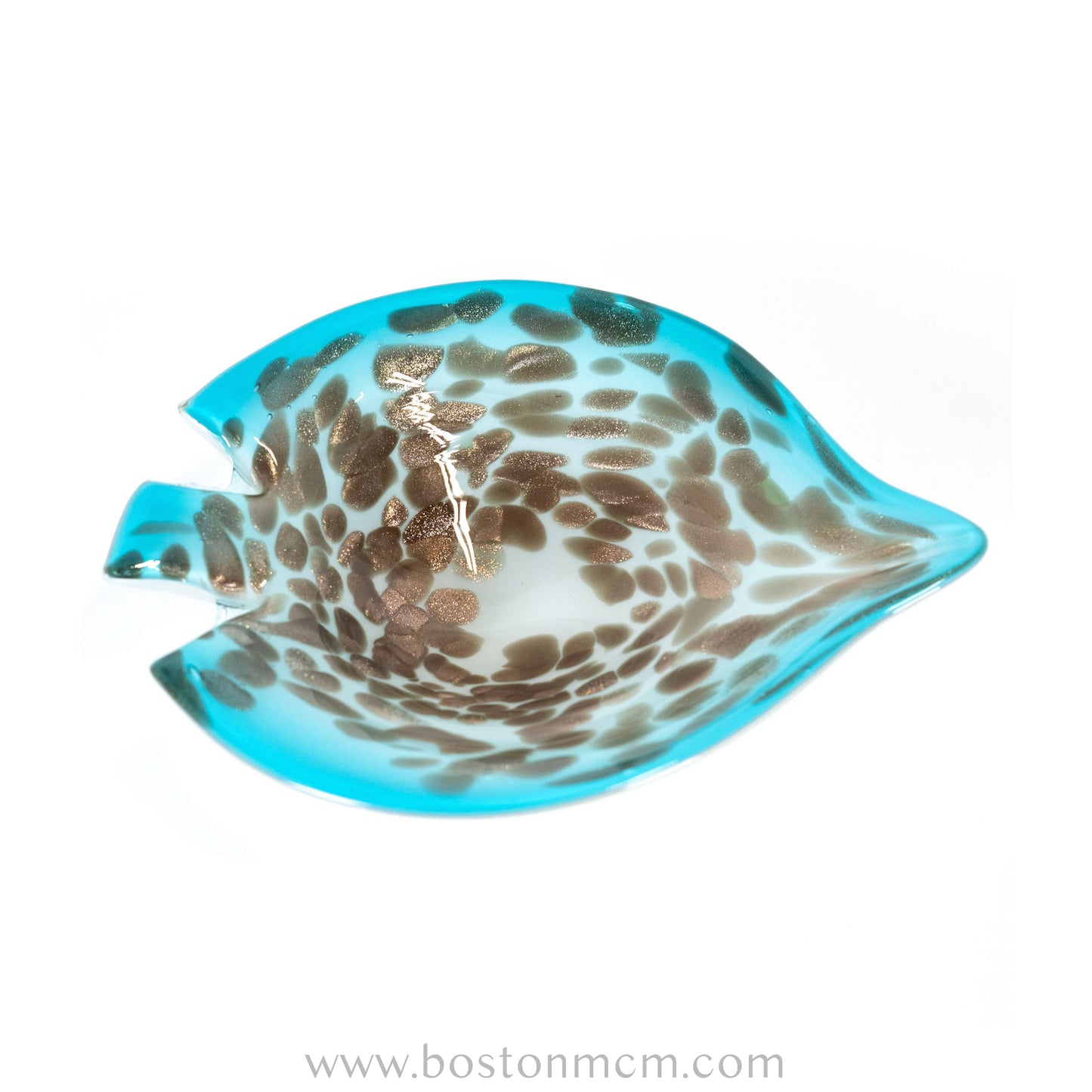 Italian Murano Art Glass Aventurine / Turquoise Bowl by Fratelli Toso