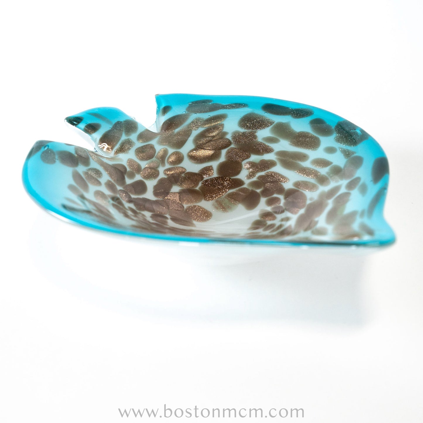 Italian Murano Art Glass Aventurine / Turquoise Bowl by Fratelli Toso