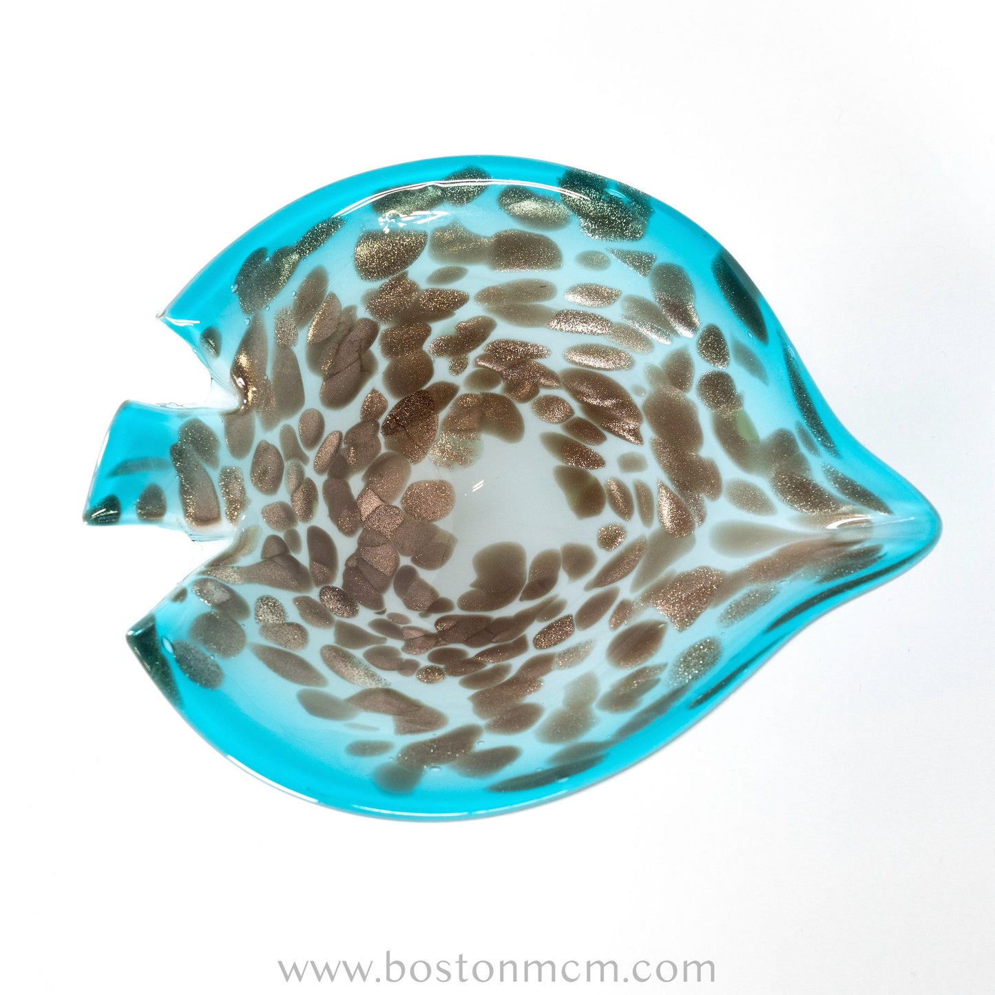 Italian Murano Art Glass Aventurine / Turquoise Bowl by Fratelli Toso