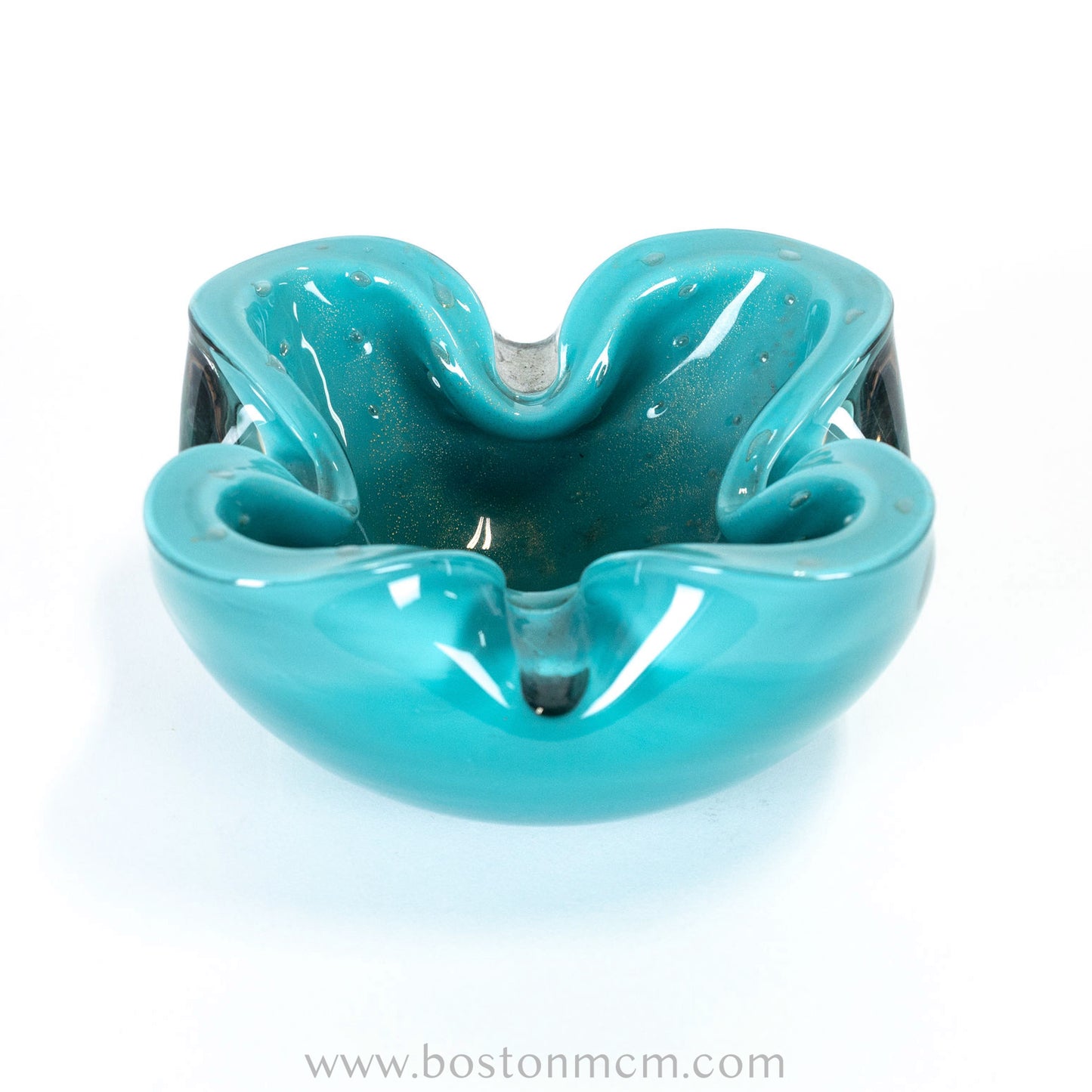 Italian Murano Art Glass Blue / Teal Bowl, by Alfredo Barbini Bollinato