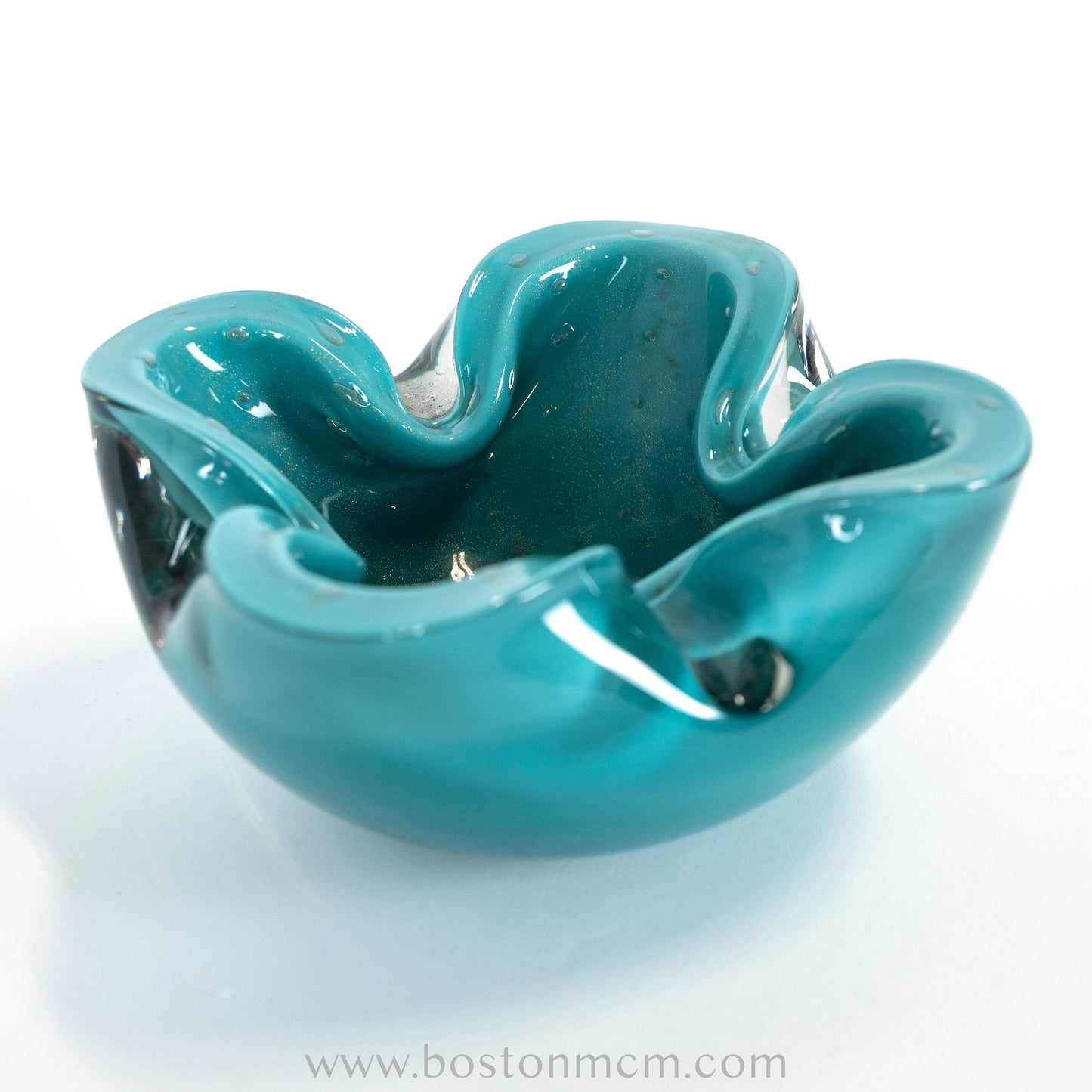 Italian Murano Art Glass Blue / Teal Bowl, by Alfredo Barbini Bollinato