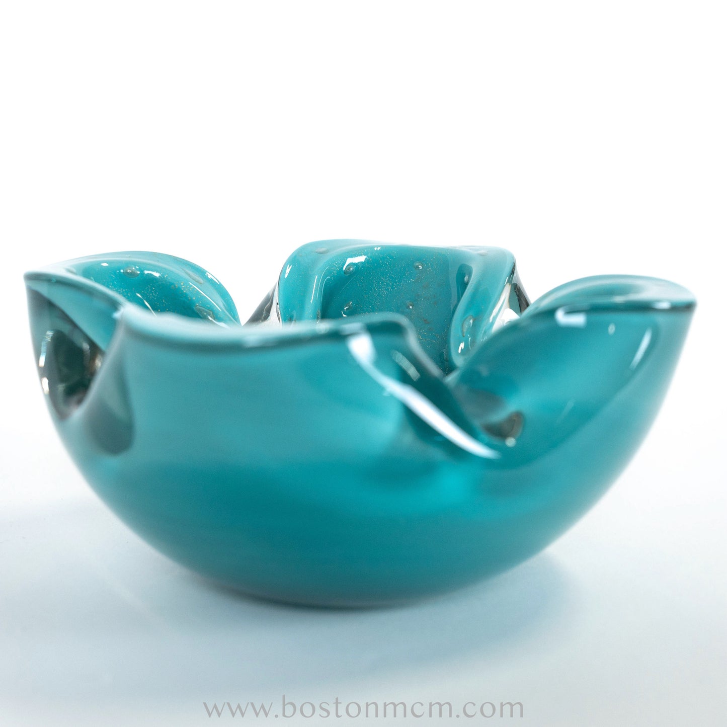 Italian Murano Art Glass Blue / Teal Bowl, by Alfredo Barbini Bollinato