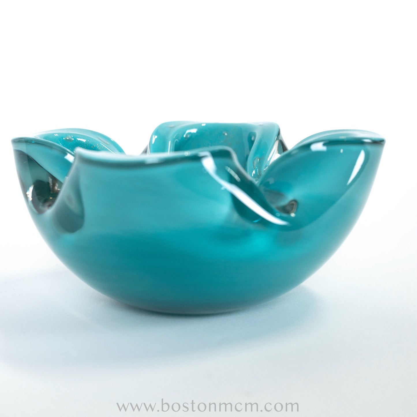Italian Murano Art Glass Blue / Teal Bowl, by Alfredo Barbini Bollinato