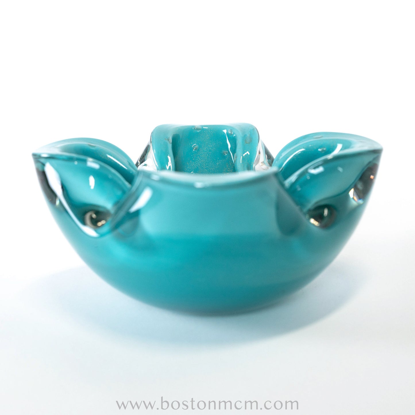 Italian Murano Art Glass Blue / Teal Bowl, by Alfredo Barbini Bollinato