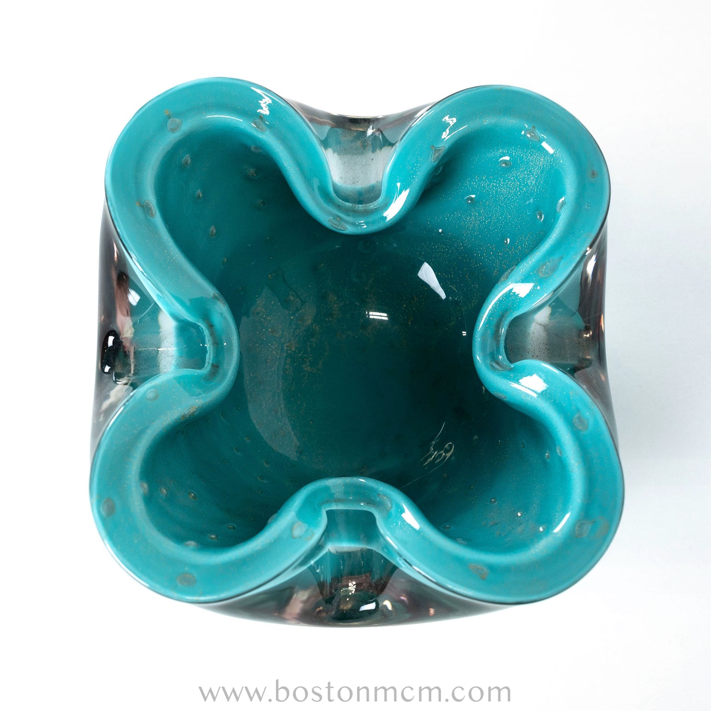 Italian Murano Art Glass Blue / Teal Bowl, by Alfredo Barbini Bollinato
